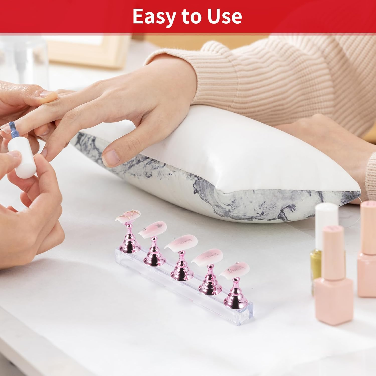 Annhua Nail Display Stand - Magnetic Nail Holder for Press on Nails, Pink, Acrylic, Fake Nails image number 2