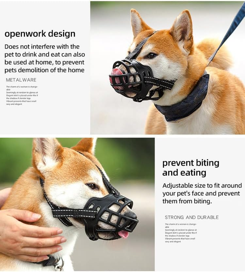 Dog Muzzle, Basket Muzzle for Small Medium Large Dogs, Soft Cage Muzzle for Biting Chewing, Allow Drinking Panting (No.3) image number 5