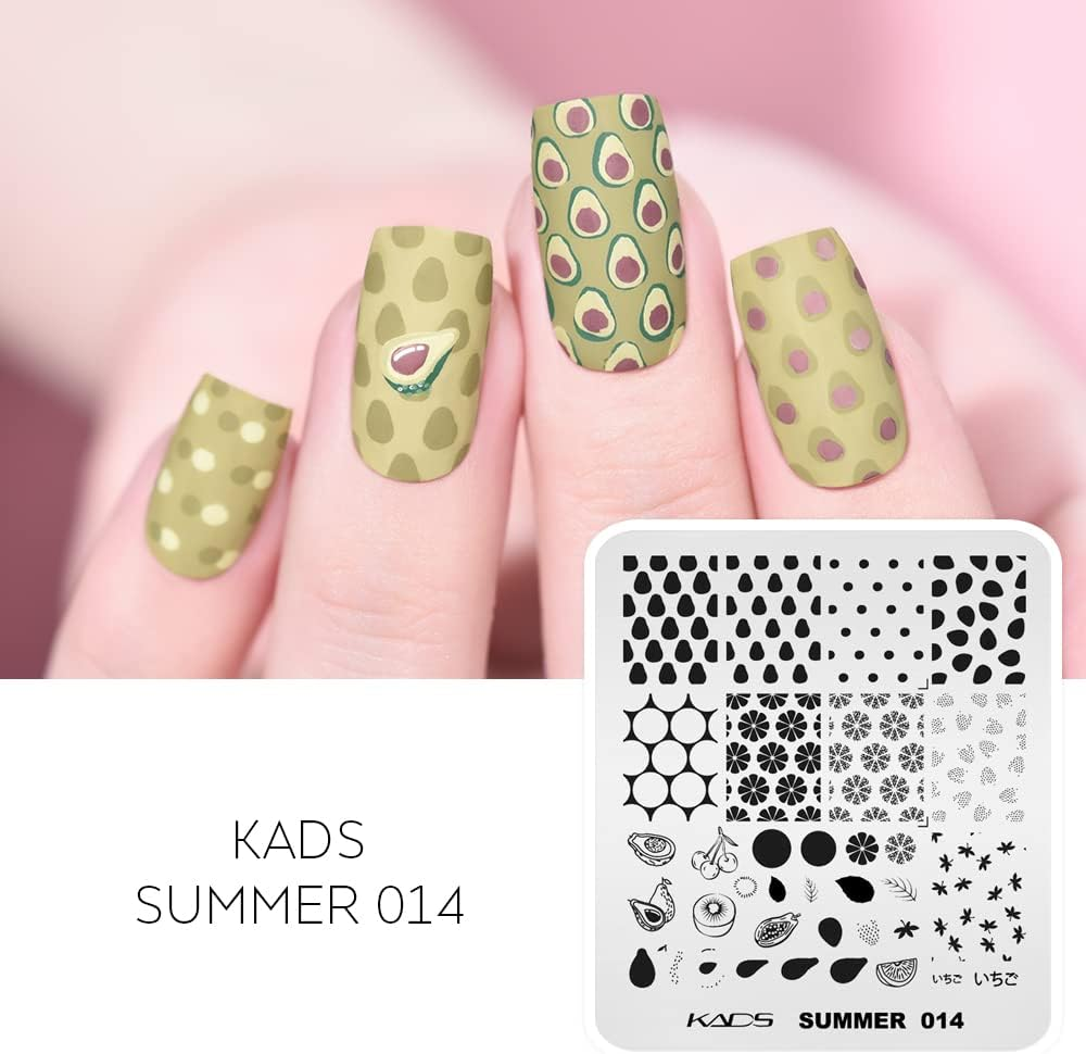 KADS 5Pcs Nail Stamp Plates Set Nails Art Stamping Plates Maple Leaves Avocado Flower Nail Plate Template Image Plate image number 1