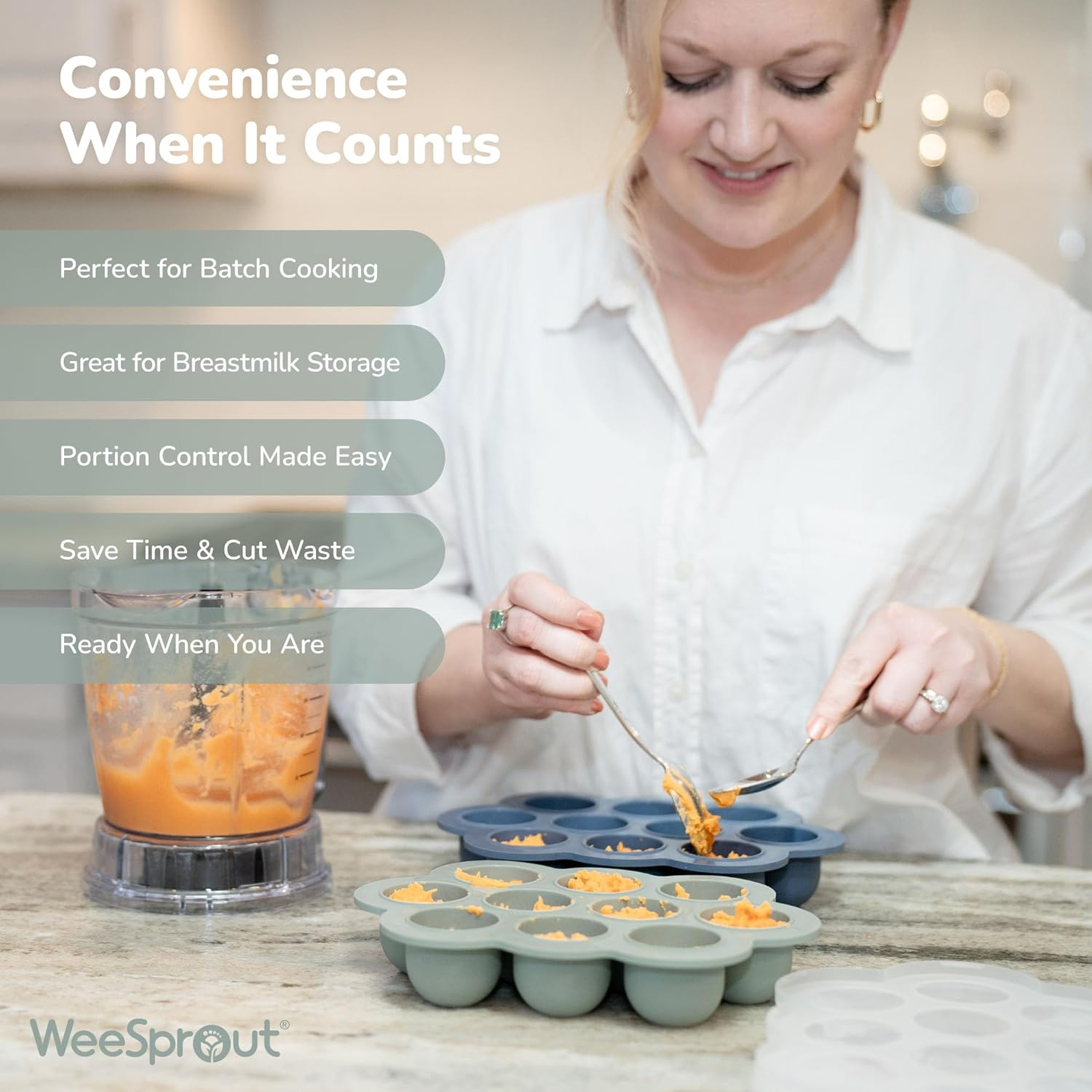 Weesprout Baby Food Freezer Tray with Hard Plastic Lid (Temp RED) image number 3