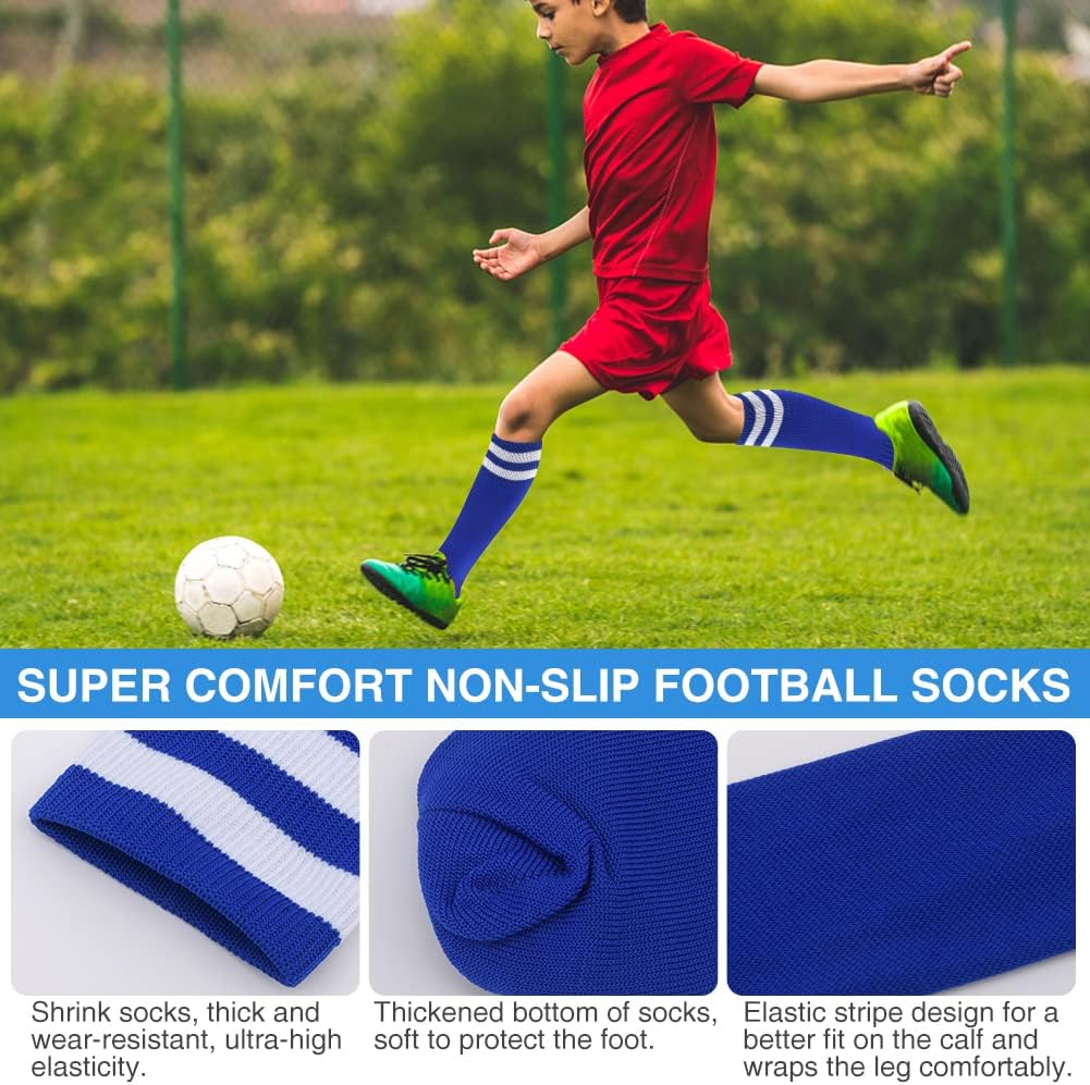 3 Pairs Youth Soccer Shin Guards - Impact Resistant Kids Soccer Shins Guards + 3 Pairs Long Soccers Socks, Flexible Football Shin Pads Protectors for 6-15 Years Old Boys Girls Children Teenagers image number 1