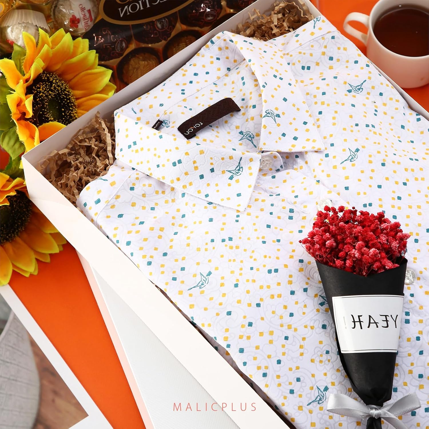 6 Shirt Gift Boxes with Lids - 43X27.9X6.35 CM, White, Grain Texture image number 1