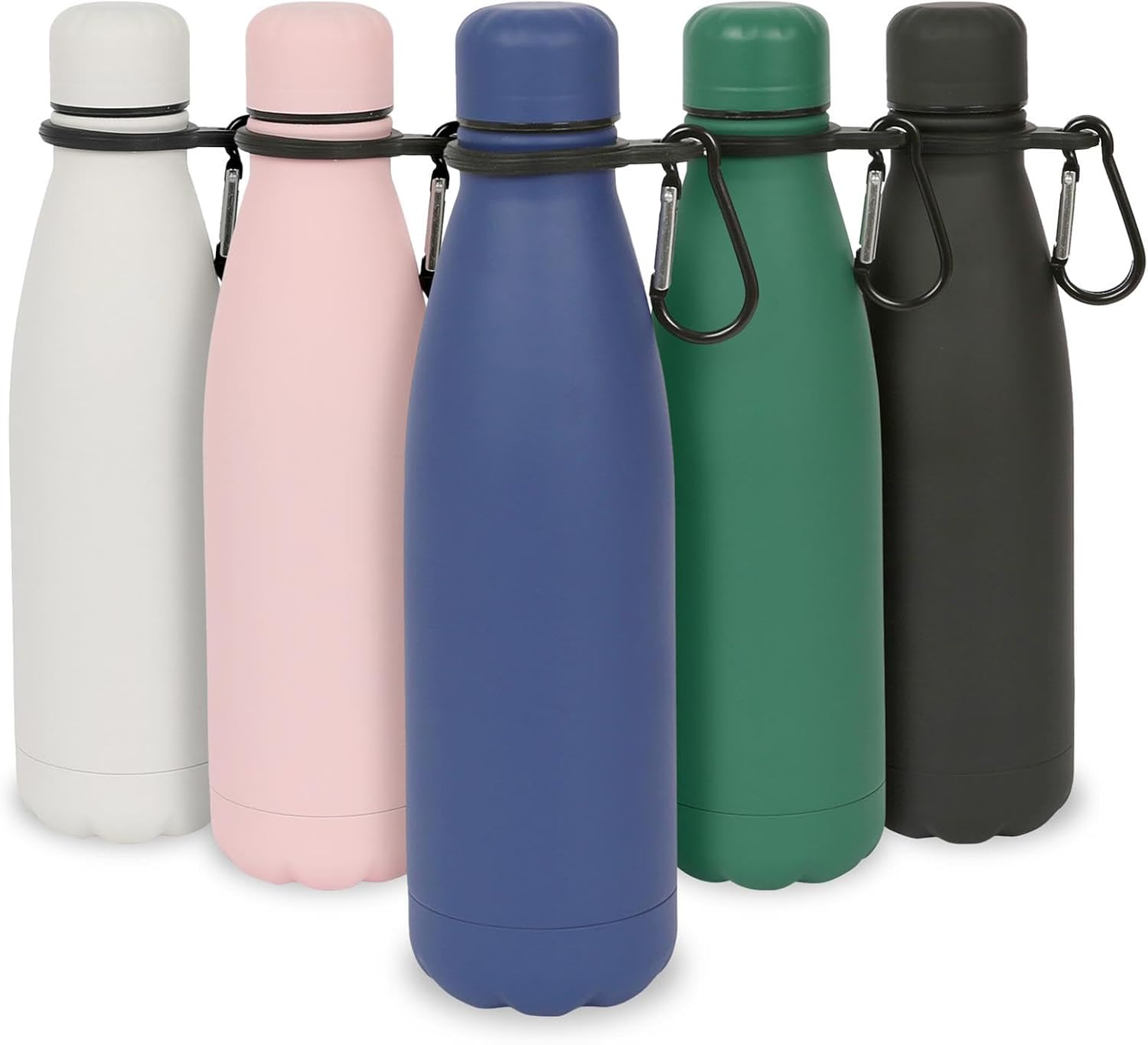Harbour Housewares Stainless Steel Water Bottle with Carabiner Clip - 500Ml - Matt Blue - 1X Metal Cold Drink Drinking Vacuum Drinks Flask with Leak Proof Lid for Adults & Kids Gym, Sports, Travel image number 4