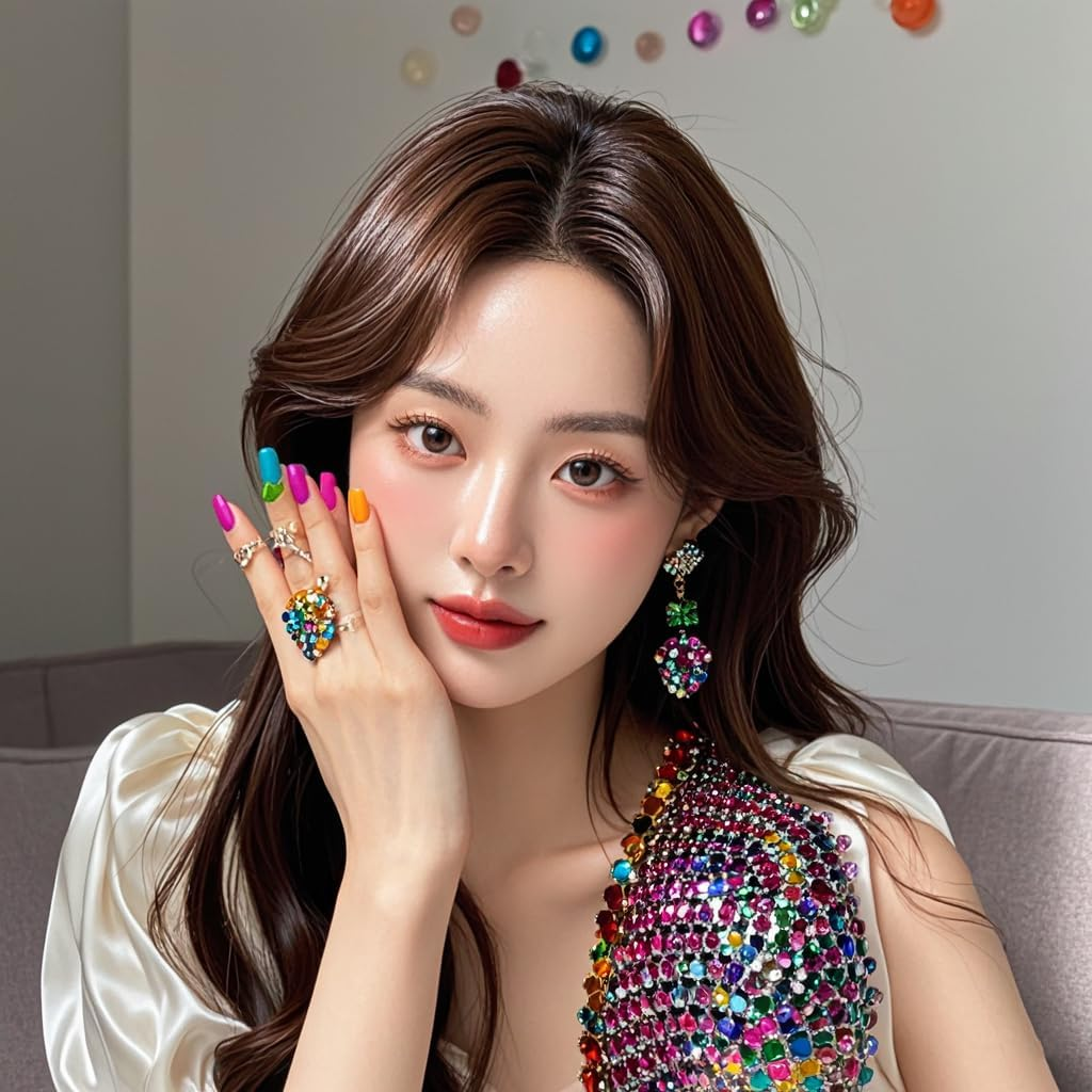 Mix Sizes 300Pcs Crystal Clear AB Nail Art Rhinestones DIY Non Hotfix Flatback Acrylic Nail Stones Gems for 3D Nails Art Decorations Lake Blue AB - Clear Ab image number 3