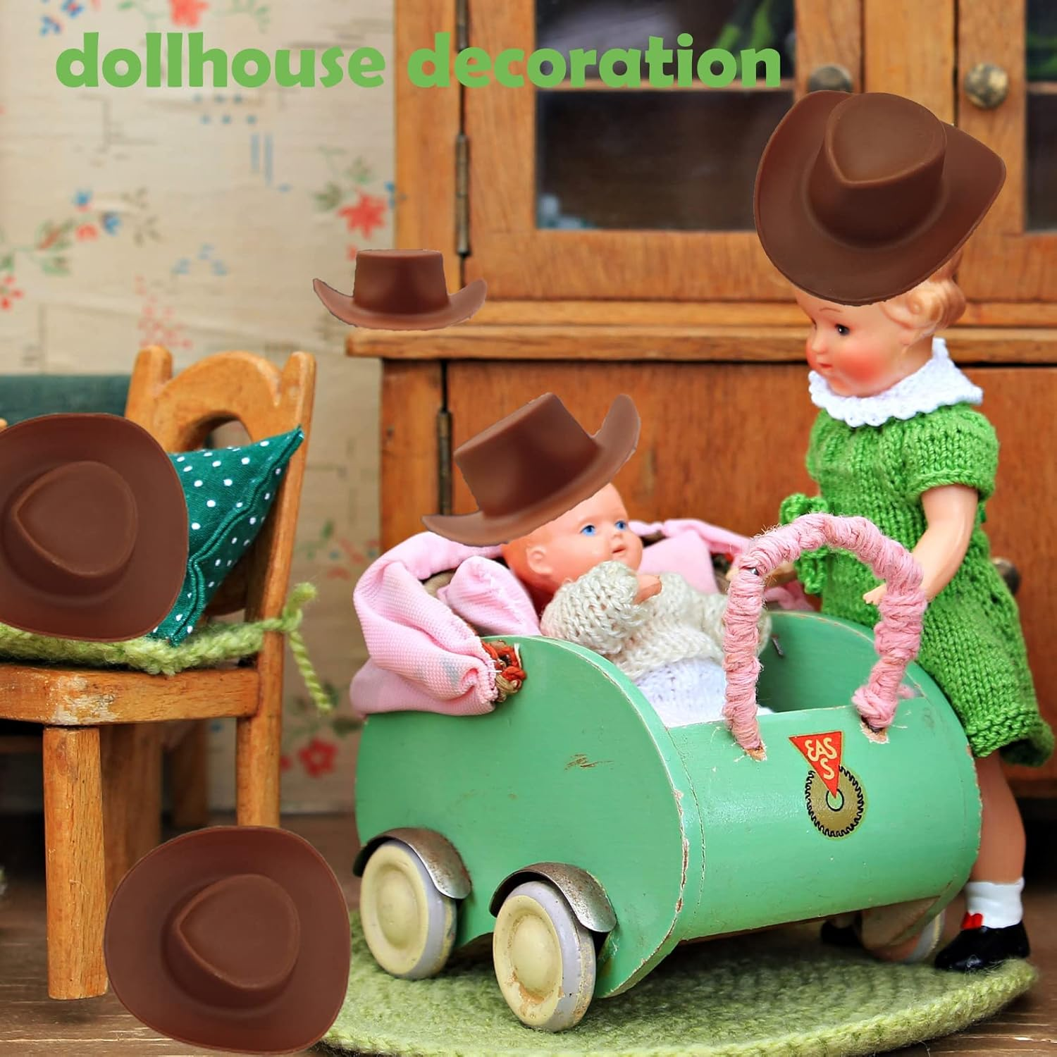 20 Pcs Plastic Mini Cowboy Hats Cowgirl Hats for Crafts Western Party Accessories Decoration image number 3