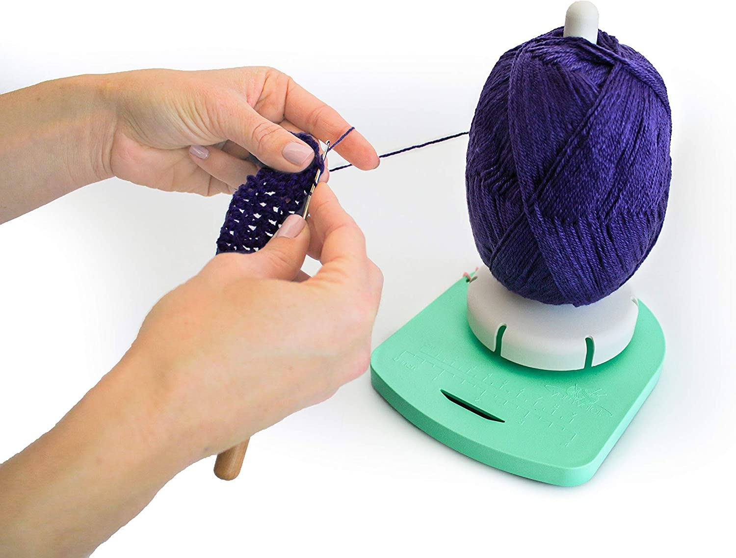 Yarn Valet Yarn Dispenser by &ndash; Non-Slip Base with Built-In Holder for Markers, Pattern and 4&rdquo; Gauge Ruler image number 2