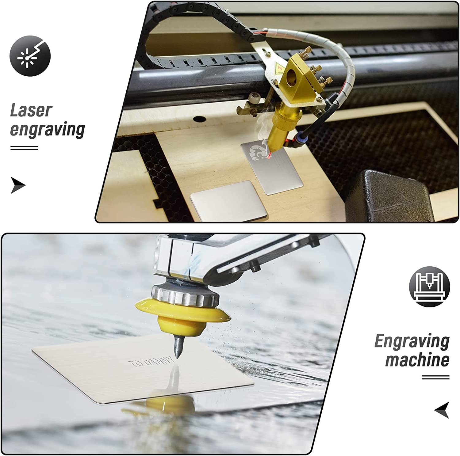 12 Pieces 304 Stainless Steel Metal Business Cards Blank Steel Card Laser Engraving Stainless Cards for House Office Customer DIY Gift Plate Cards, 86 X 54 Mm (0.5 Mm) image number 3
