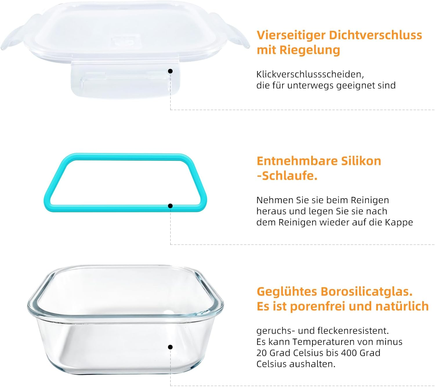 Meal Prep Boxes Glass Containers with Lid, Dishwasher Food Storage Containers with Lid, Microwave and Freezer Friendly, Leak-Proof (Light Green, 320+520+800+1200Ml) image number 5