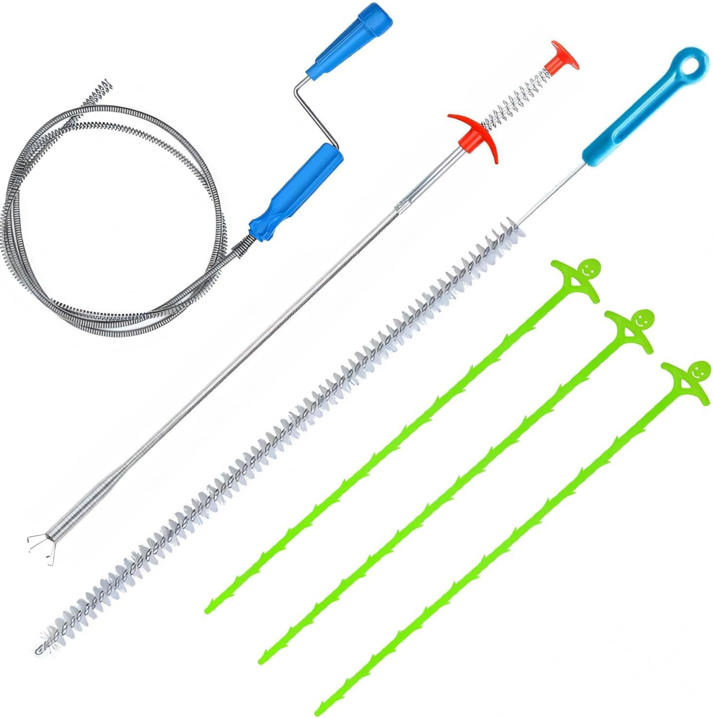 Drain Unclogged Snake Plumbing Tool - 200CM Sewer Toilet Dredge, 60CM Sink Clog Remover, 70CM Hair Clog Tool, 6-In-1 image number 2