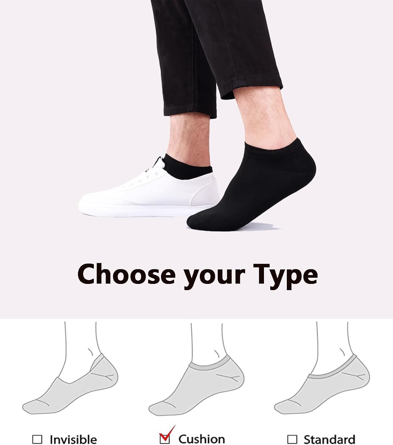 Mens Ankle Socks 6 Pack Low Cut Socks for Men and Women, No Show Ankle Sock, Short Socks Cotton Casual Socks for Men Women