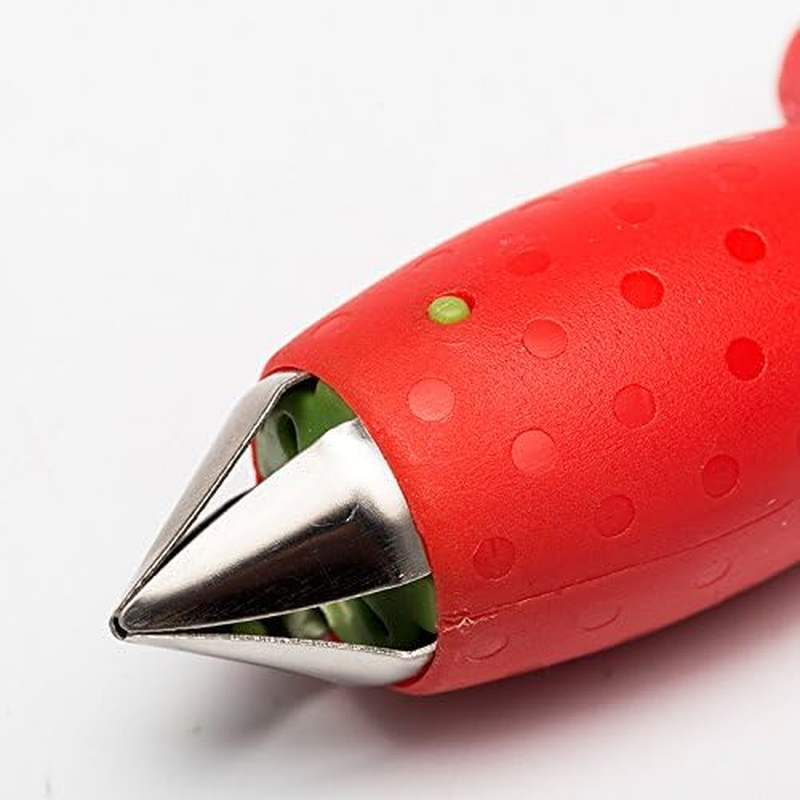 Coralpearl Strawberry Huller Stainless Steel, Tomato Top Stem Stalk Remover, Berry Core Pit Seed Extractor, Kitchen Aid Claw Corer Pitter Gadget, Fruit Prep Knife Cutter Helper Multi Tool Set Red (2) image number 5