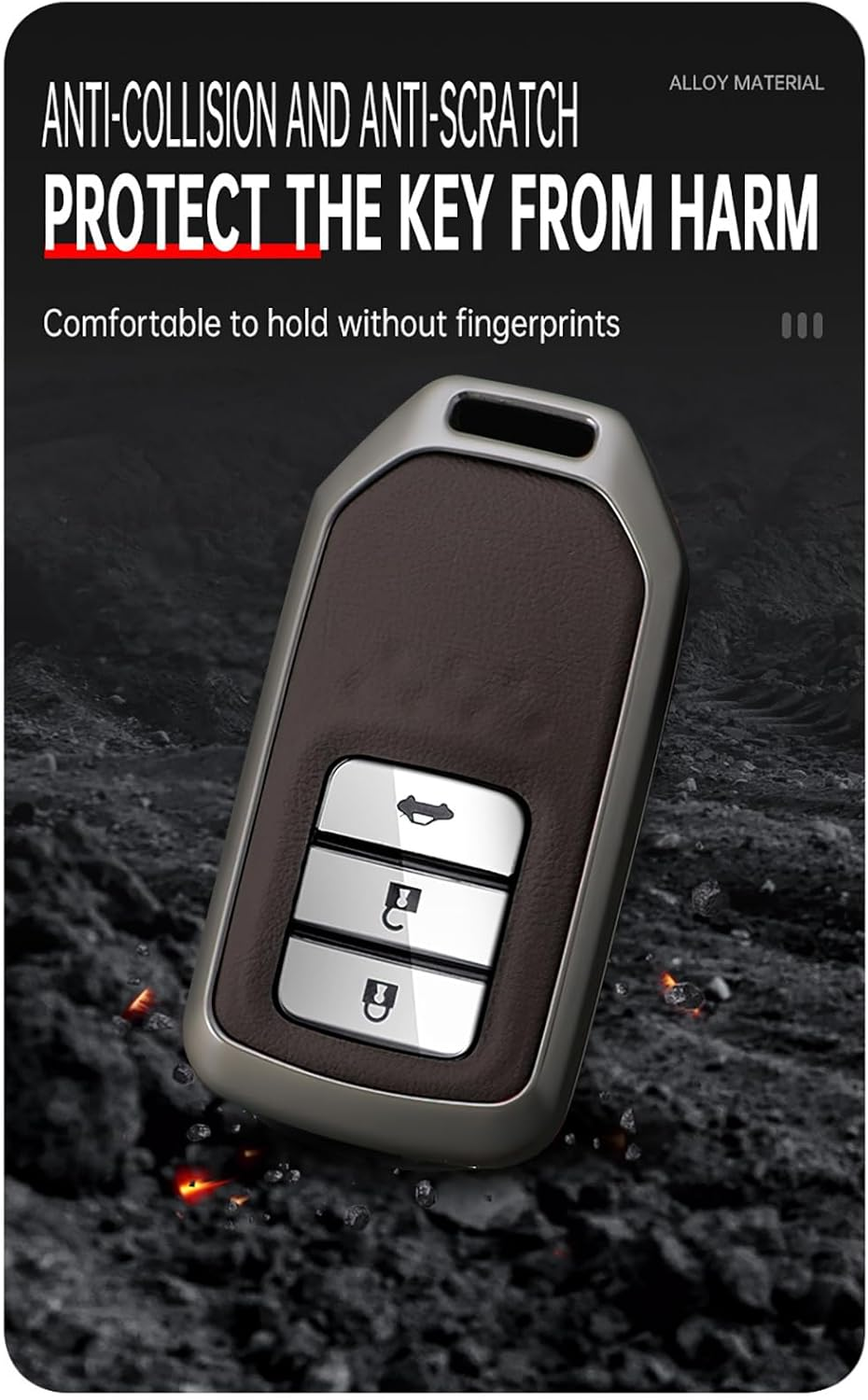 Ontto Alloy Leather Remote Key Fob Cover Fit for Honda Accord Civic CR-V Fit HR-V Pilot EX Odyssey Crosstour Ridgeline 2/3/4 Buttons Key Shell Case Keyring Key Holder Bag Keychian Accessories - A-Black image number 5