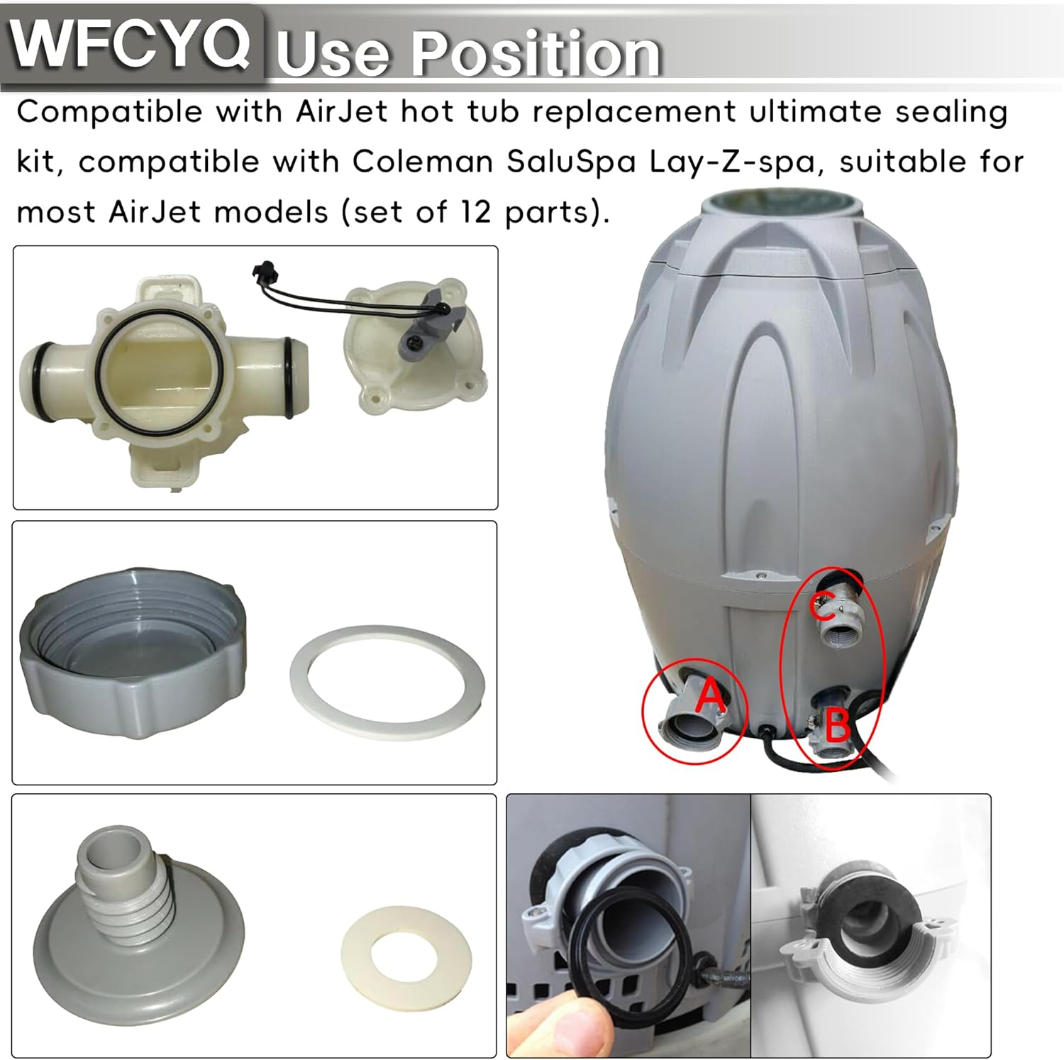 Replacement Ultimate Seal Kit Water Pump Seal Rebuild Kit Compatible with Coleman Saluspa Lay-Z-Spa，Fits Most Airjet Models