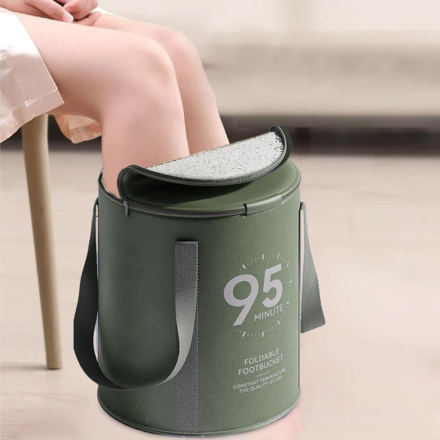 Portable Travel Bucket for Soaking Feet | Bucket for Feet Soaking with Handle, Insulated Foot Bath Bag, Water Container for Foot Spa Camping Fishing Soaking Feet image number 1