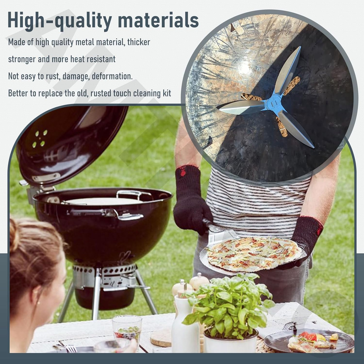 22-1/2-Inch One-Touch Cleaning System Kit, Compatible with Weber Grill Parts, 7444 Weber Kettle Grills - for Grill Bottom, Grill Damper Air Amount Control and Kettle Ash Clean-Out, Silver. (2) image number 1