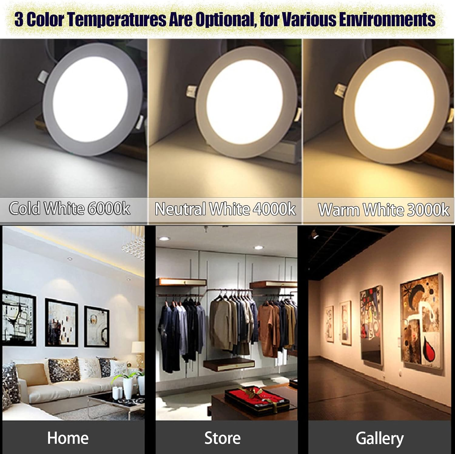 Led Downlights Ceiling Warm White 3000K Recessed LED Ceiling Panel Light Square IP44 Waterproof 70Lm/W Flat Ultra Slim Lamp for Office (Size : 9W) image number 4