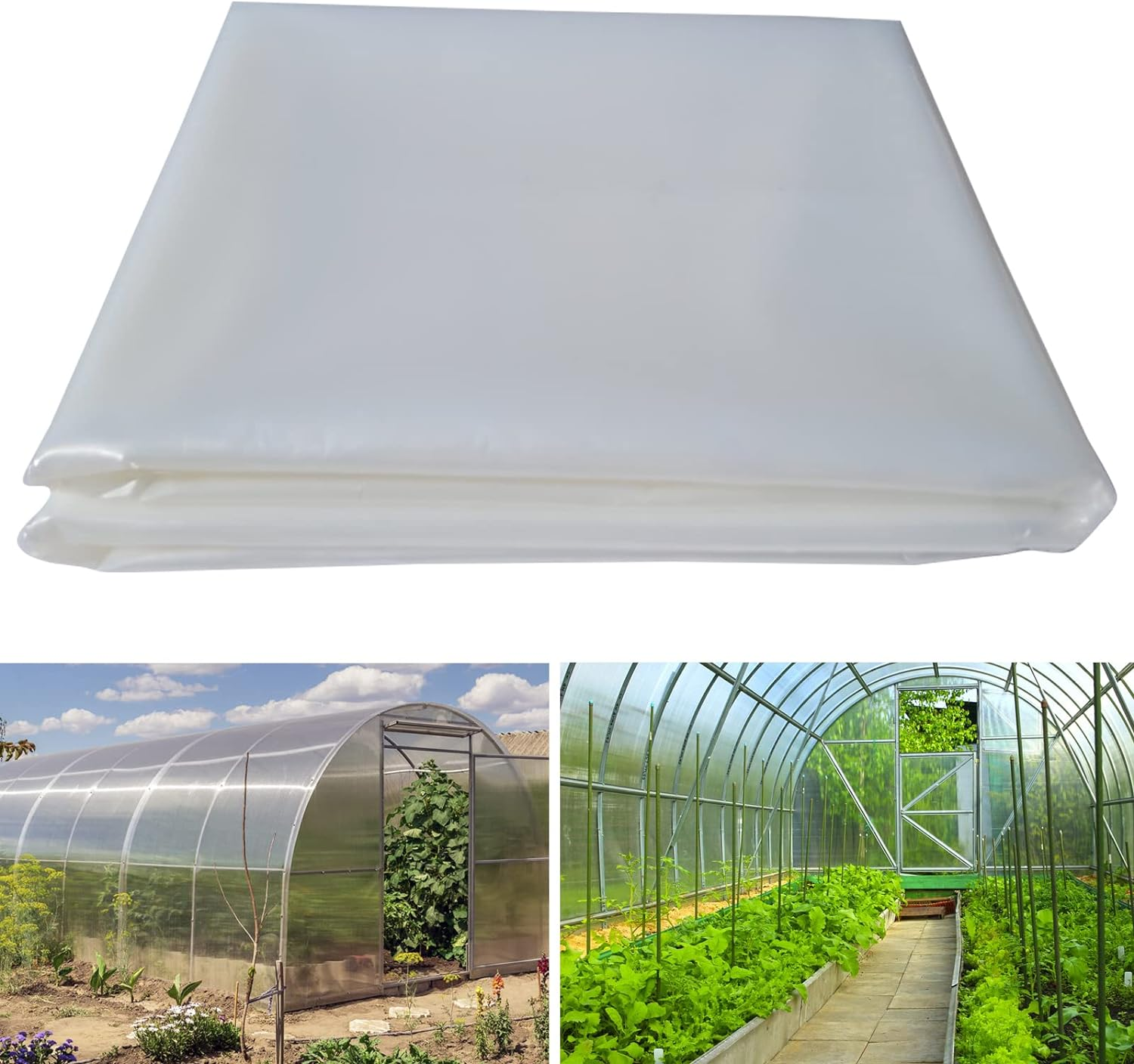 Heavy Duty Greenhouse Plastic Sheeting &ndash; 150&Mu;m (6 Mil) Clear Polyethylene Film, 4-Year UV Resistance, 90% High Light Transmission, Made from 100% Virgin Raw Materials (150Um-2Mx10M) image number 1