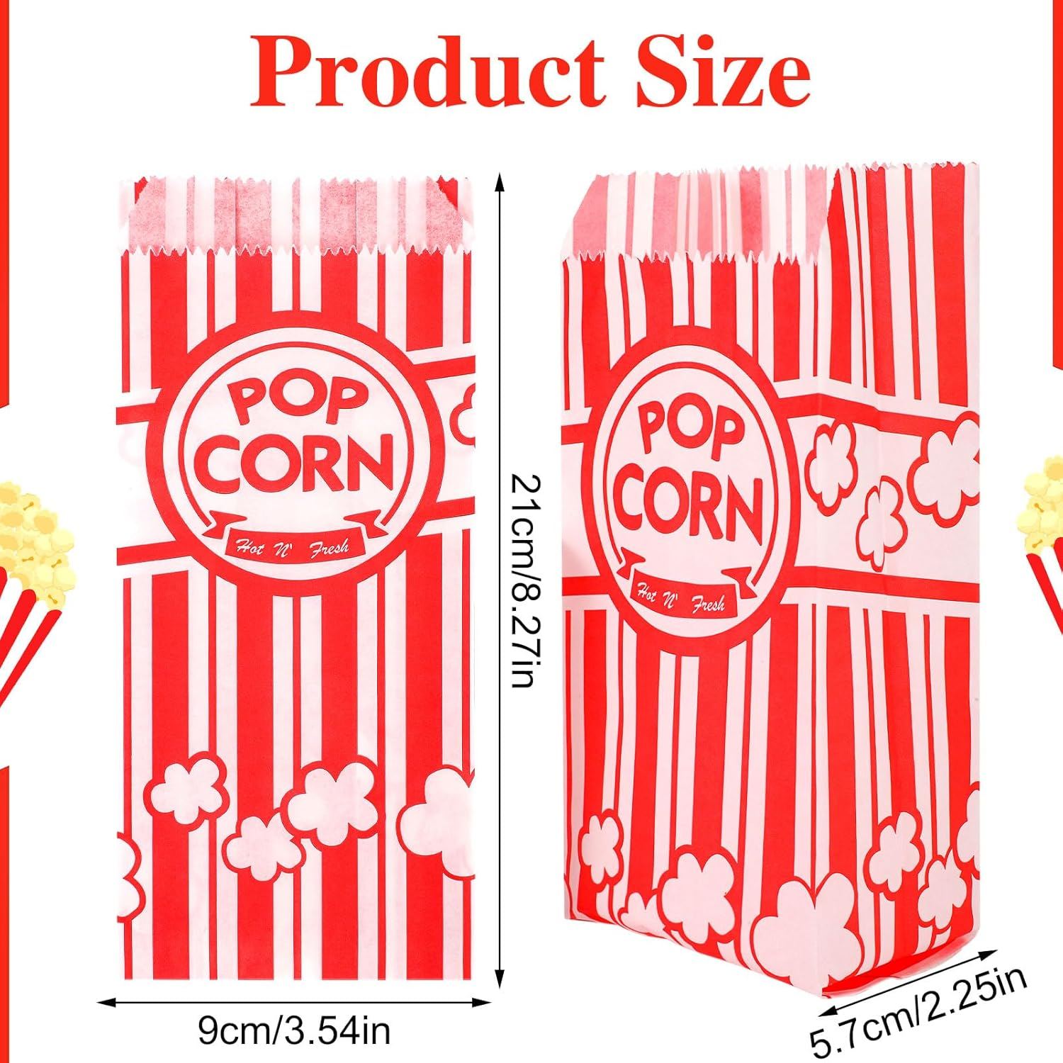 600 Pcs Paper Popcorn Bags, 1 Oz Popcorn Bags Bulk Individual Servings for Christmas Party Popcorn Machine Movie Nights Carnival image number 2