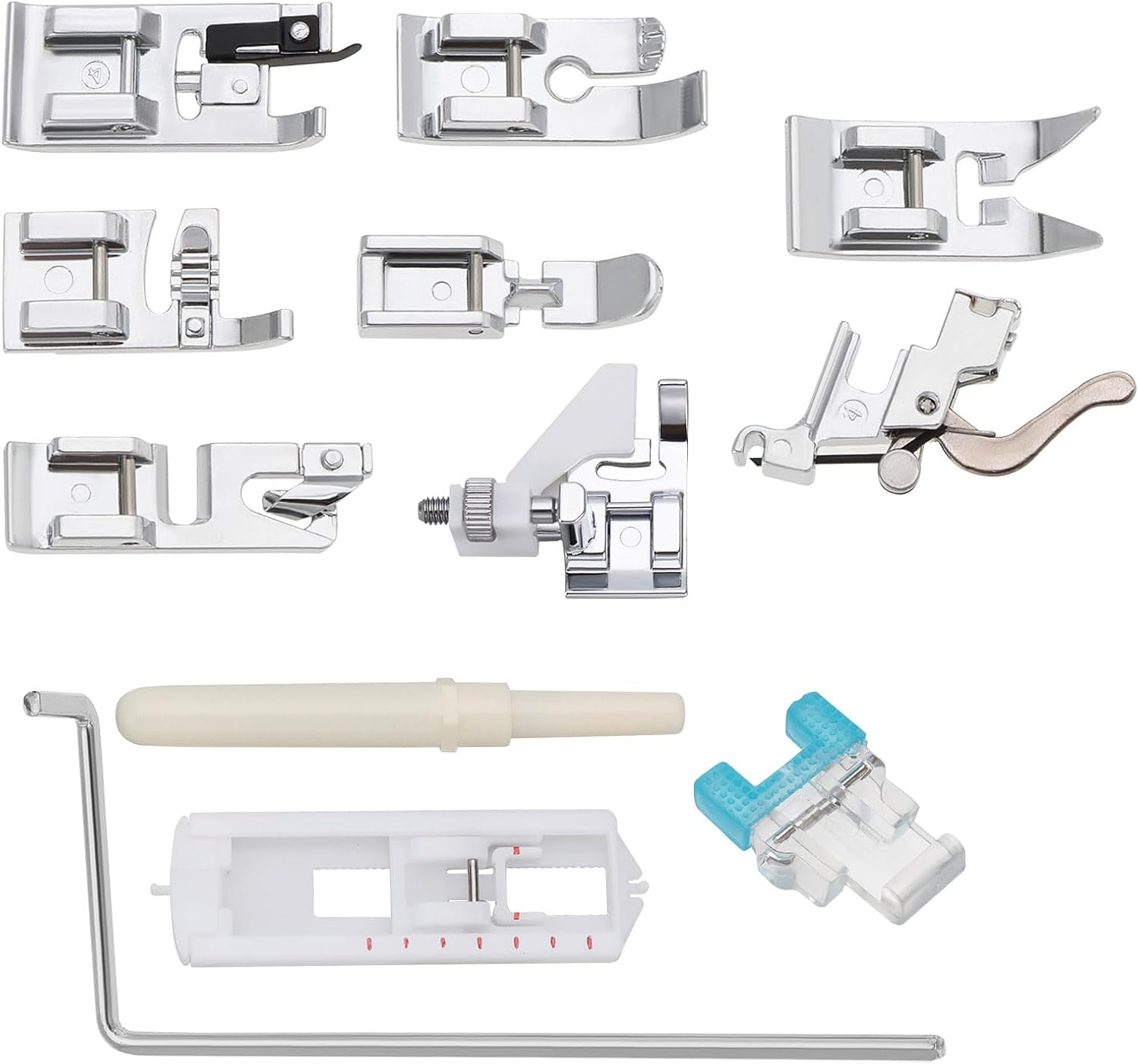 YINETTECH 12Pcs Universal Sewing Machine Presser Foot Set Compatible with Brother Compatible with Janome Compatible with Singer Compatible with Baby Lock