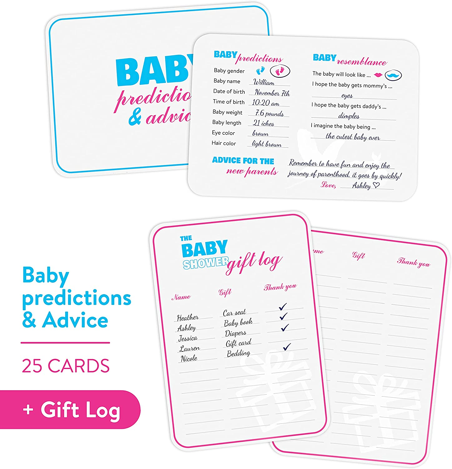Baby Shower Game - How Well Do You Know Mommy Quiz - Baby Facts Game - Prediction Advice Cards - Suitable for Gender Reveal Parties & Party Favors (Pink Blue)