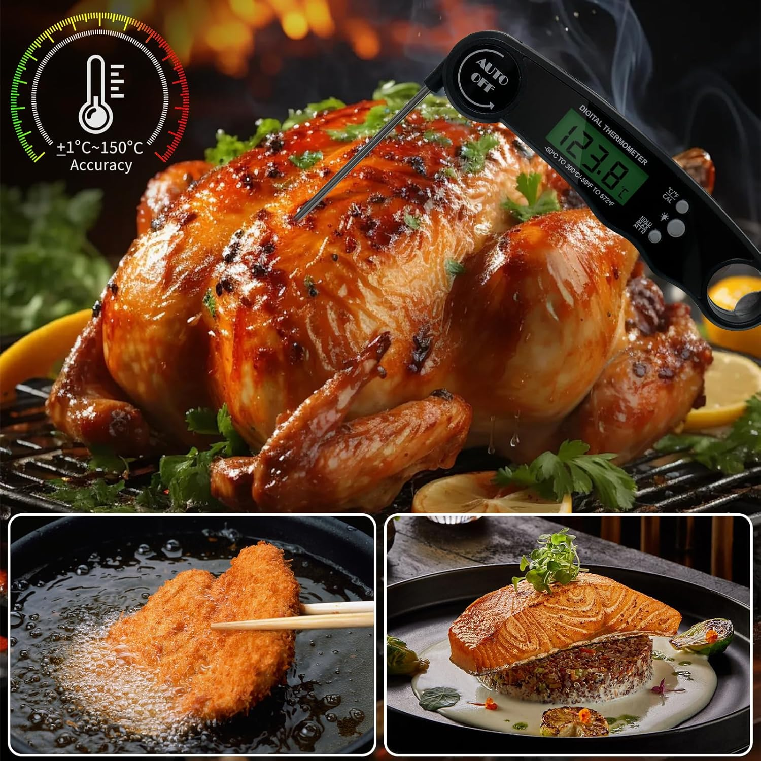 JOLLY GADGETS AUTO Instant Read Digital Thermometer &ndash; Waterproof, Fast & Accurate with Backlight Display, Calibration Function, and Wide Temperature Range for Cooking, Grilling, Frying, and Baking image number 2