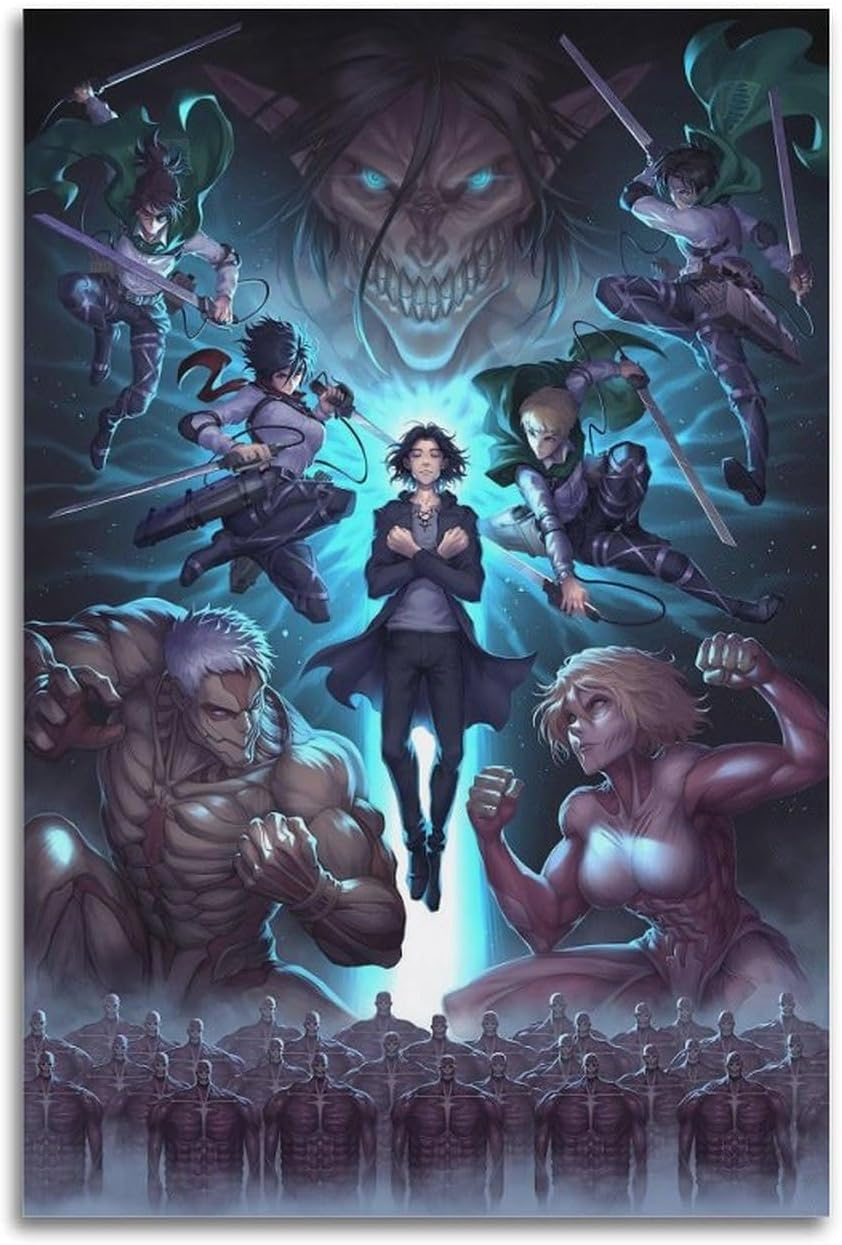 Anime Attack Art on Titan Poster Poster Canvas Painting Wall Art Picture Home Decor Print for Bedroom Living Room Dorm Study Bar Office 12X18Inch(30X45Cm)