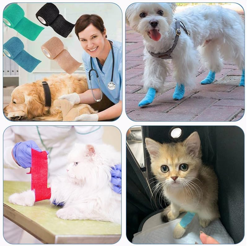 AIMALL 12PCS Self-Adhesive Cohesive Wrap Bandage Pet Vet Wrap First Tapes Multi-Sizes, Perfect for First Aid, Sports, and Animal Care image number 2