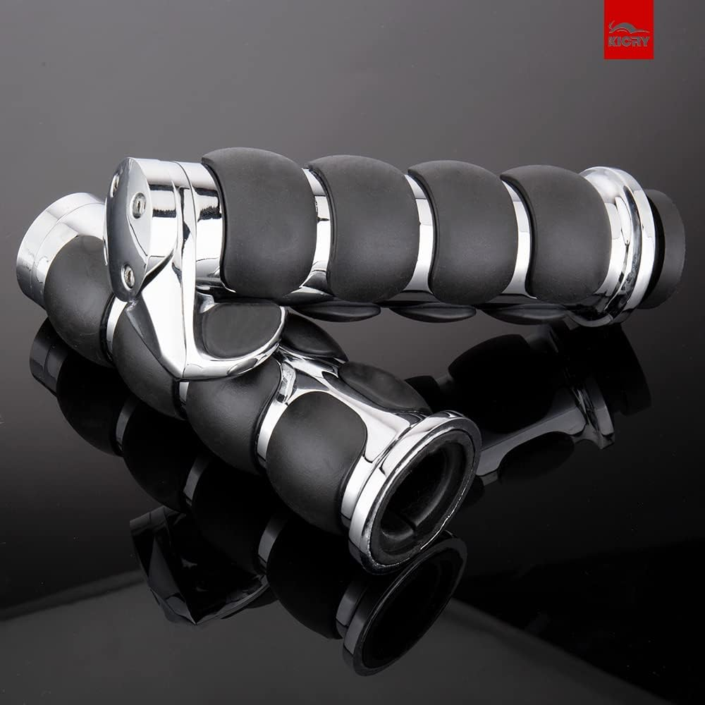 Motorcycle Hand Grips 1 Inch Handlebar Throttle Grips 25MM Chrome Black Aluminum Rubber Compatible with Harley Davidson Dyna Sportster Road King Street Glide Fat Boy Honda Shadow VTX - Black1 image number 4