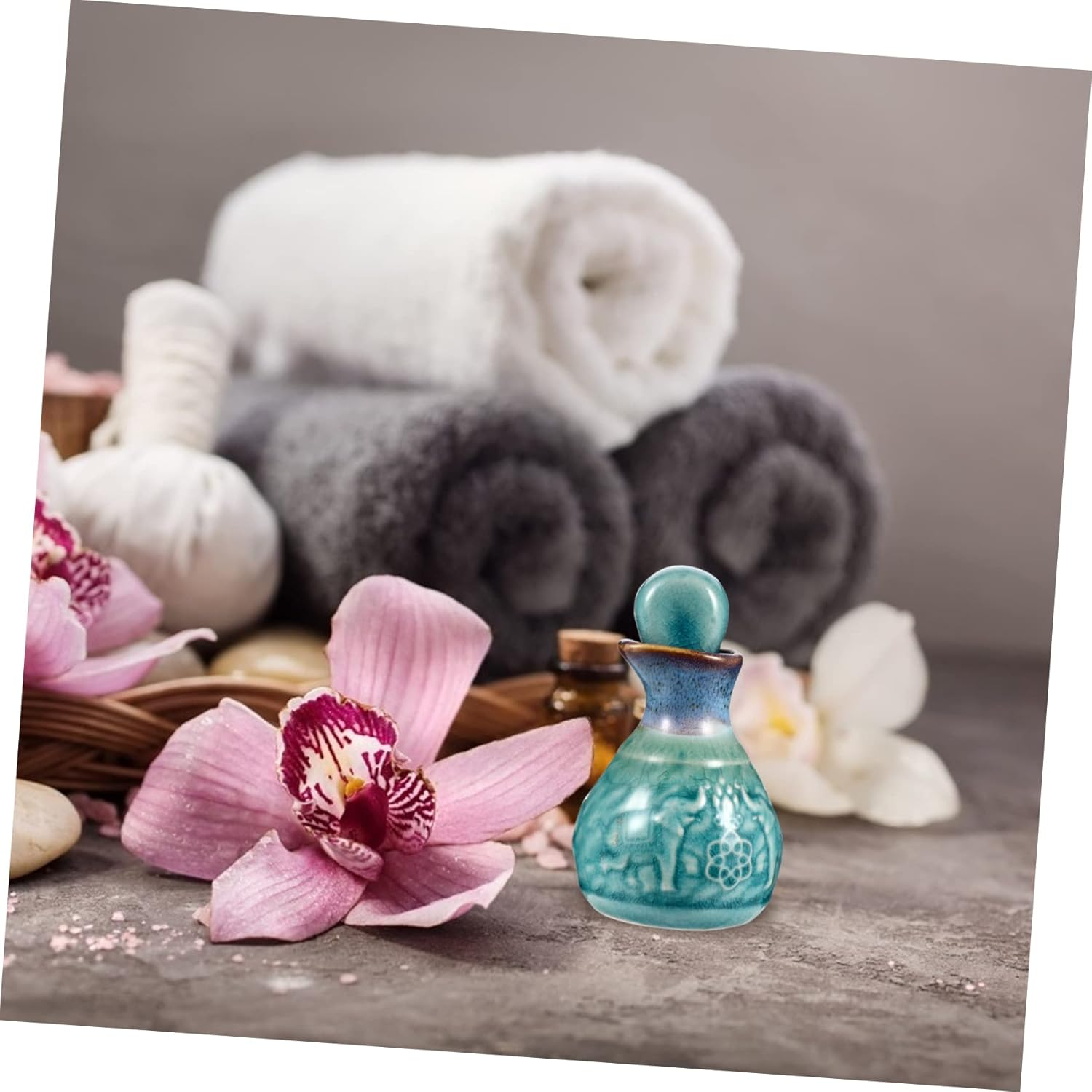Aromatherapy Oils Essential Oil Bottle Stopper Decorative Ceramic Empty Perfume Bottle Storage - Green image number 2