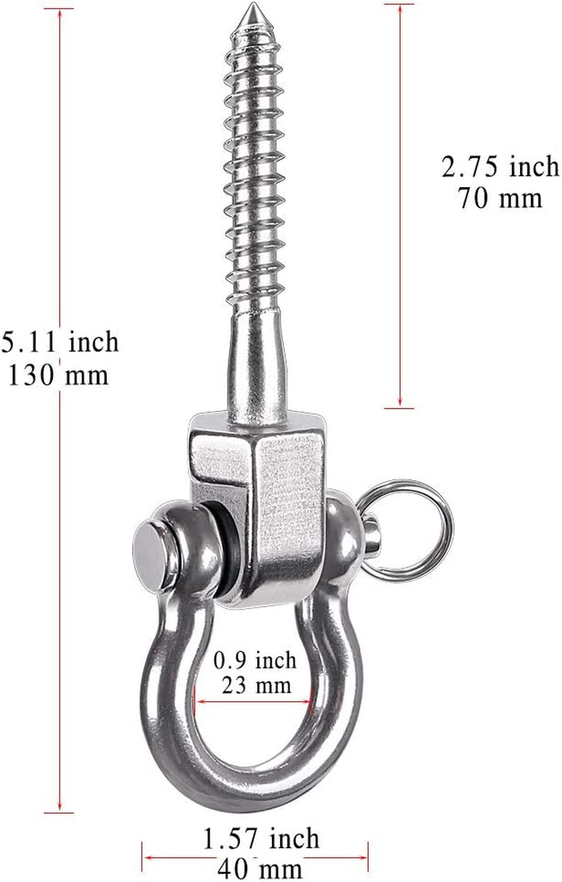 Besthouse Set of 2 Permanent Antirust Stainless Steel 304 Screw Bracket Heavy Duty Swing Hanger 1800LB Capacity, Indoor Outdoor Playground Yoga Hammock Chair Sandbag Punching Bag, Hardware Swing Sets