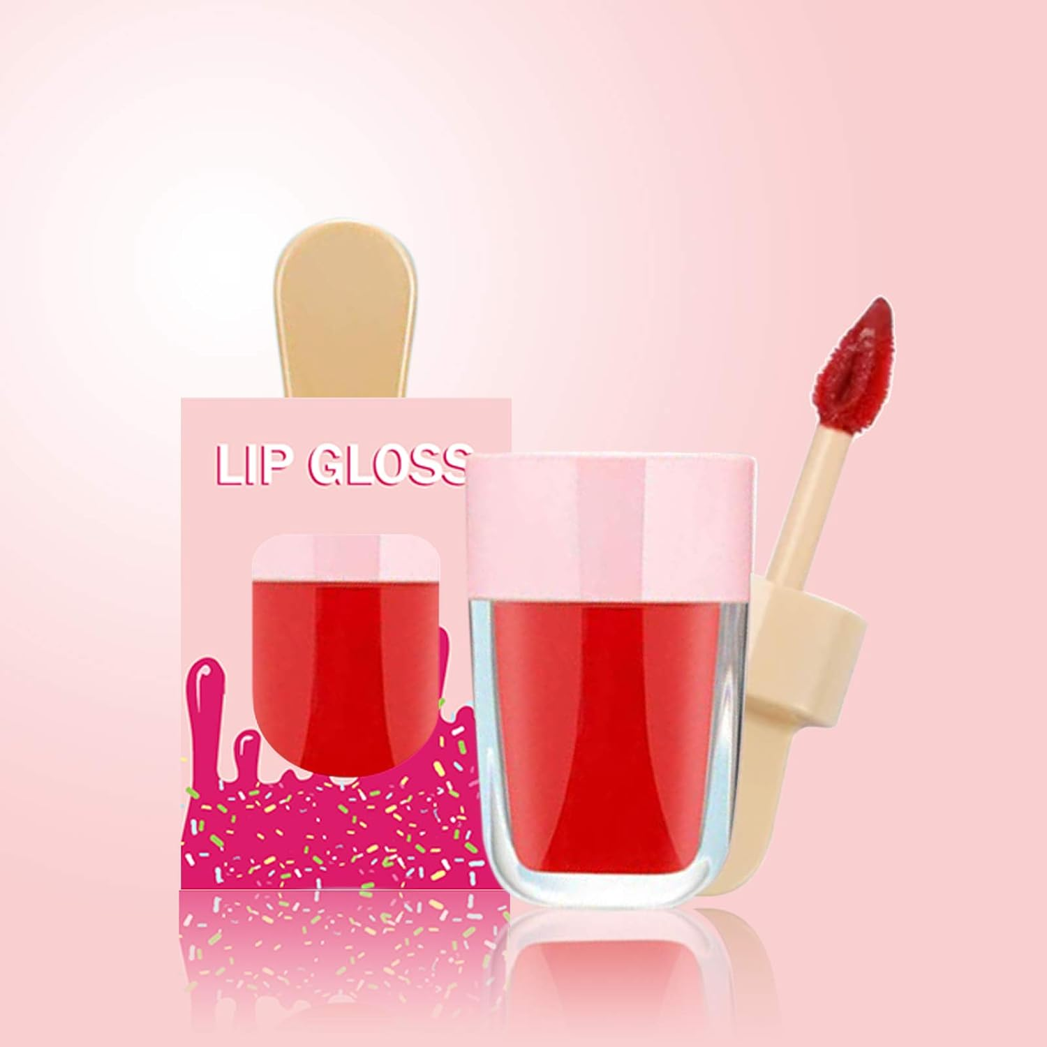 15 Pack Ice-Cream Lip Gloss Tube Boxes Packaging, Pink Lip Gloss Boxes for 2.68X1.62 Inch Ice Cream Shaped Empty Lipgloss Tubes, Pink Ice Cream Lipgloss Bottle Packaging (Not Include Tubes) image number 1