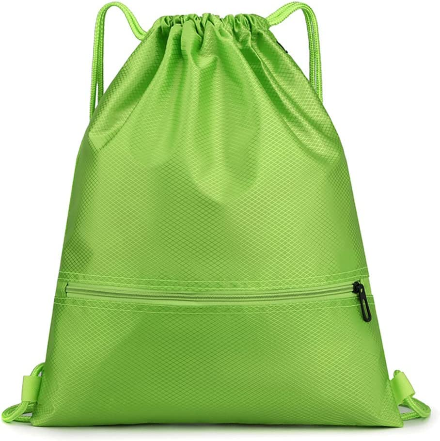 Drawstring Bag, Waterproof Drawstring Bag for Sports and Fitness, Swimming Bag for Men, Women and Children, String Bag with Zipper