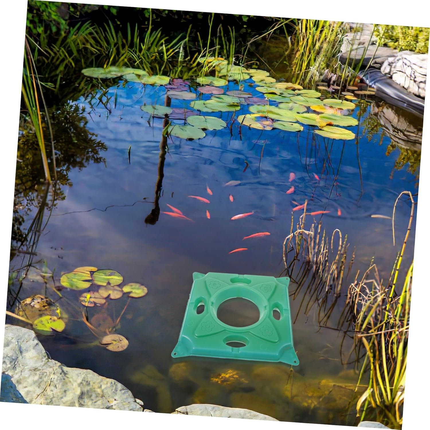 Floating Wetland Plant Raft Hydroponics Accessory 33X33X5Cm Artificial Aquatic Plant Island for Pond Ecosystem Gardening