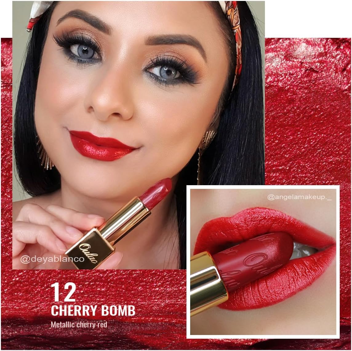 OULAC Lipstick Metallic Gloss Finish, No Grain Feeling Lipstick with Long Lasting Moisture and Water Density, 4.3G, Cherry Bomb... - Cherry Bomb(12) image number 3