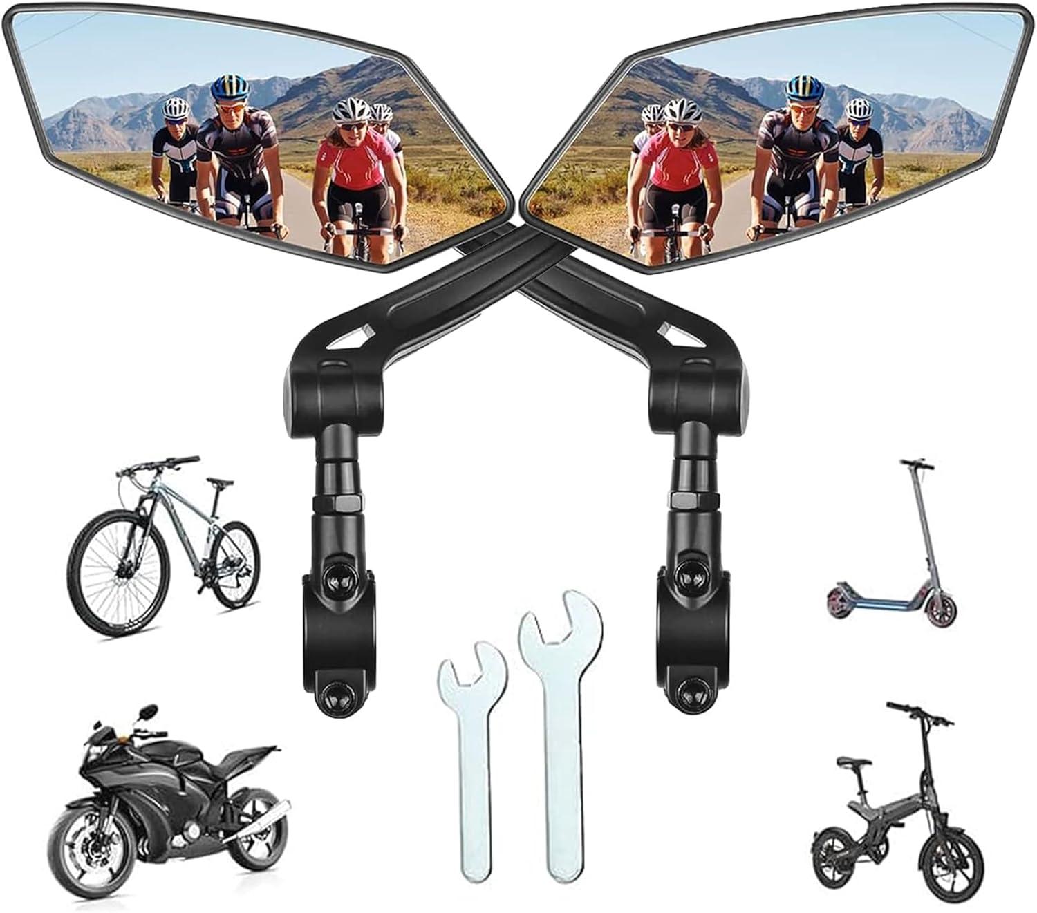 Bike Mirror New Handlebar Bike Mirrors Rotatable Vehicle Rearview Mirror, Bicycle Mirror HD Automotive Grade Glass Lens, Large Surface E-Bike Mirror, Cycling Mirror