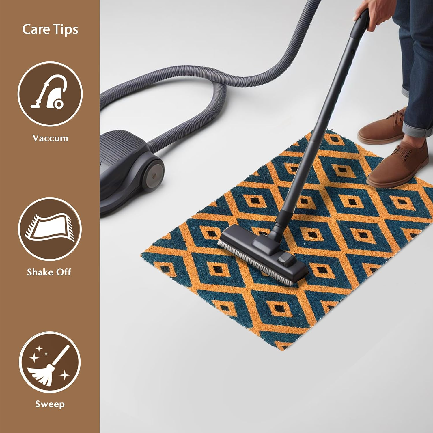 PVC Backed Coir Doormat for Indoor and Outdoor Use with PVC Backing Kimberley Blue (45X75 Cm) image number 6
