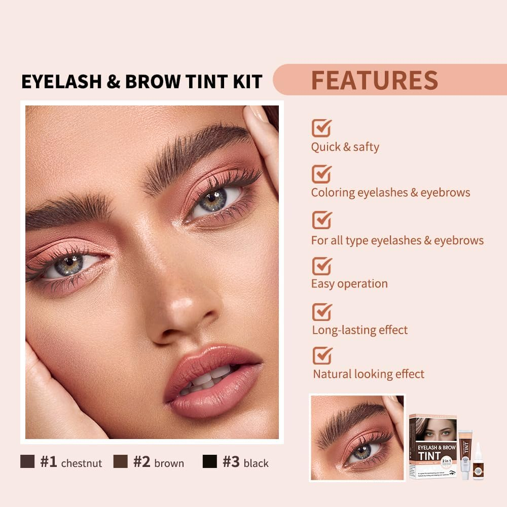 2-In-1 Eyebrow Lamination Kit Brow Lash Lift Kit and Eyebrow Tint Waterproof Semi Permanent Color with Natural Looking Lift Salon Quality Results at Home, 4-6 Week Lasting Effect (Black, #3) image number 3