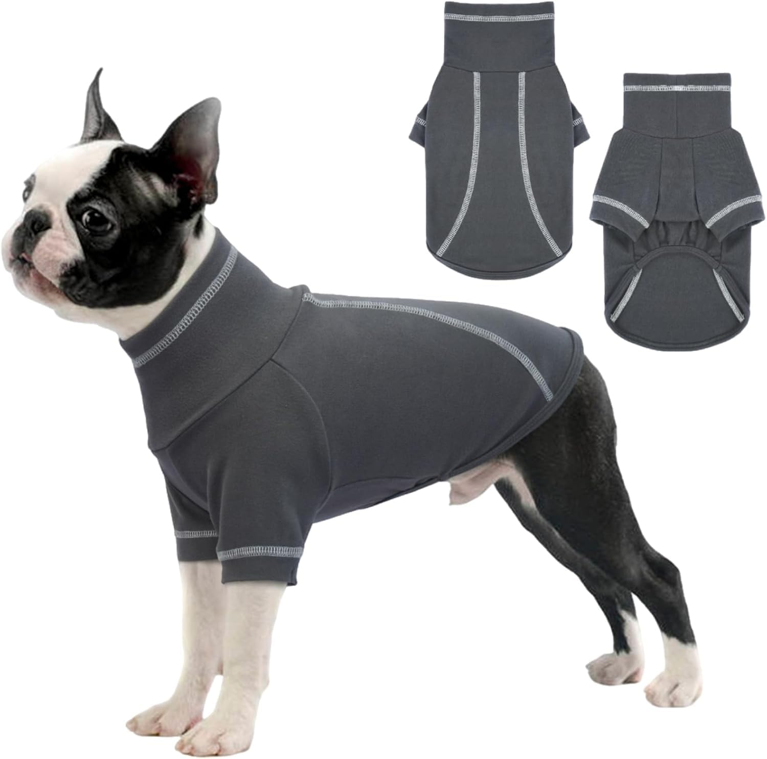 Kuoser Fleece Dog Sweater, Soft Pullover Large Dog Sweater, Turtleneck Dog Sweaters for Small Dogs Girl Boy, Fall Warm Dog Winter Clothes with Sleeves, Dog Fleece Sweatshirt Vest Coat(S,Darkgray) image number 6
