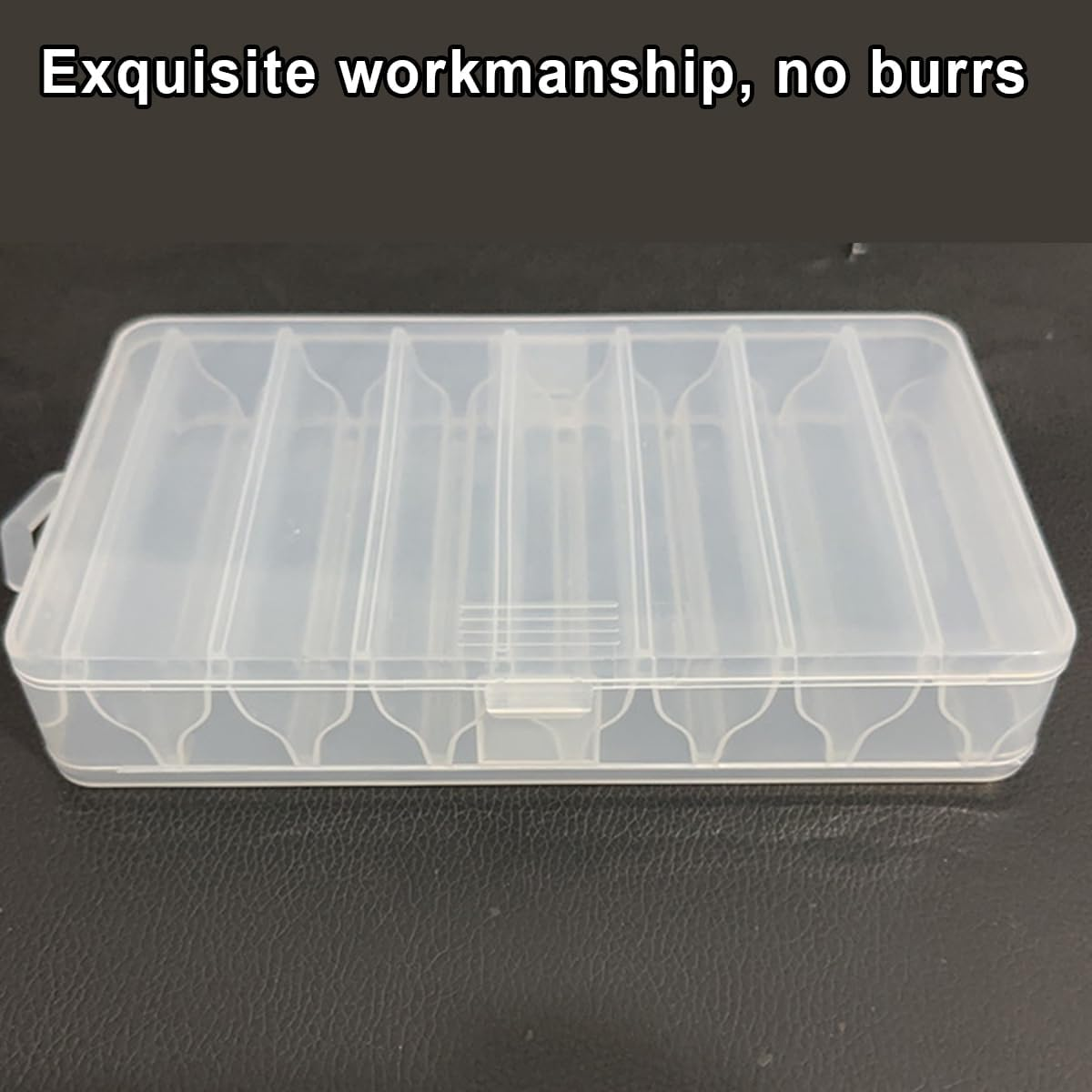 AIMALL Fishing Tackle Box with Dividers, 5-Grid Bait Storage Box, Double/Single Layer Plastic Lure Organiser, Waterproof Fishing Gear Box image number 4