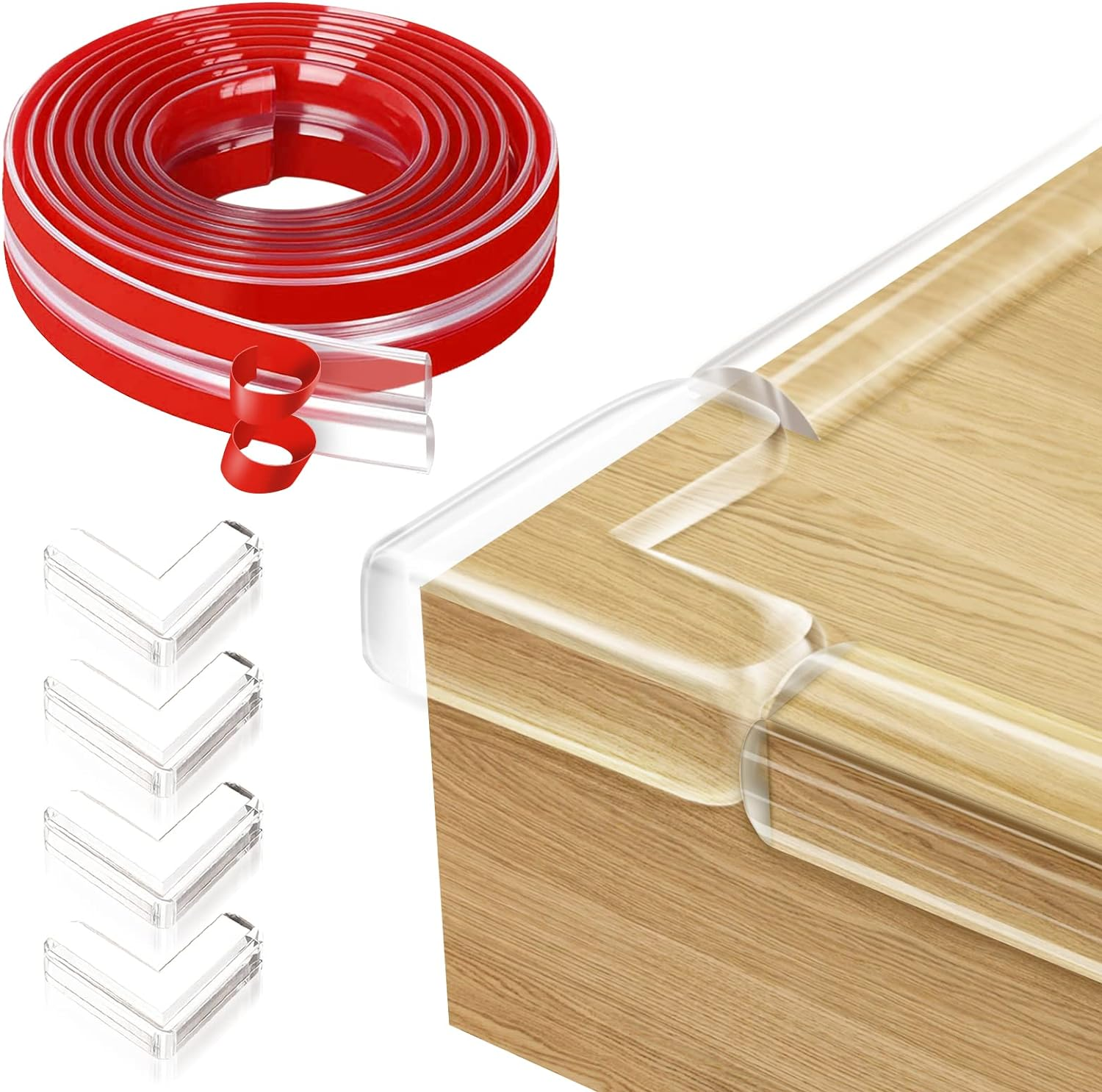 Edge Protector Baby Proofing Corner Protectors, 19.7Ft Clear Silicone Guards Strip Child Safety Edge Covers Bumper for Table, Cabinets, Crib, Sharp Edge Protector with 4 Pack Corner Guards image number 2