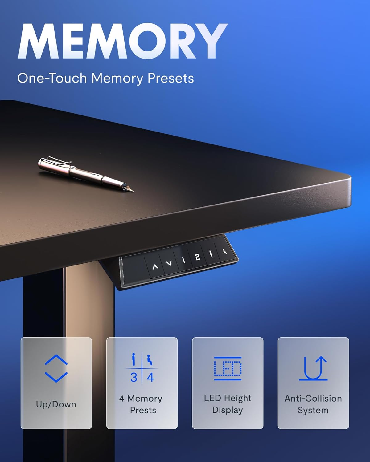 FLEXISPOT Electric Standing Desk 120&times;60Cm Height Adjustable Desk Sit Stand Desk Home Office Desks Whole-Piece Desk Board Black Frame + 120Cm Black Table Top