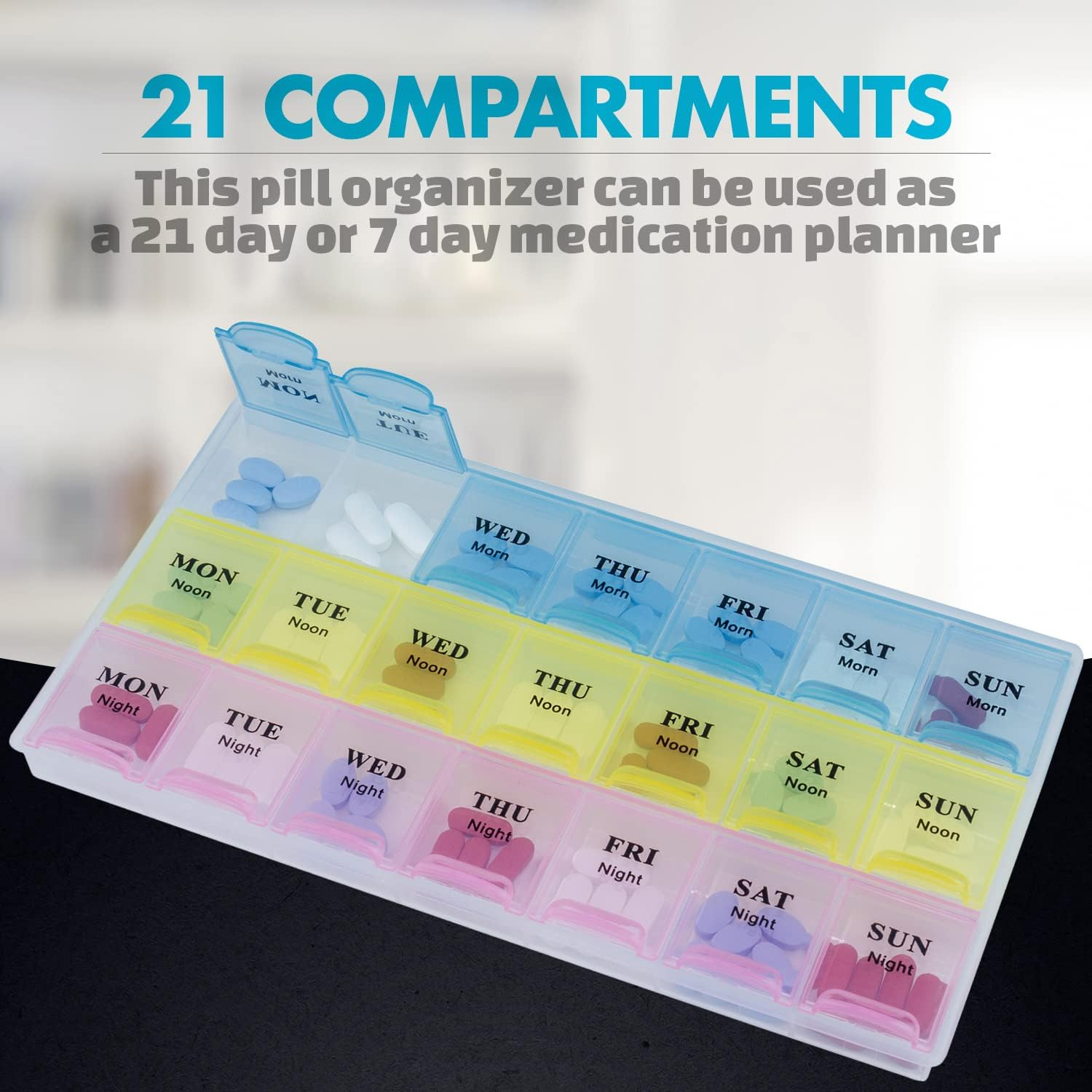 Medca Weekly Pill Organizer, Three-Times-A-Day, 1 Pill Organizer image number 1