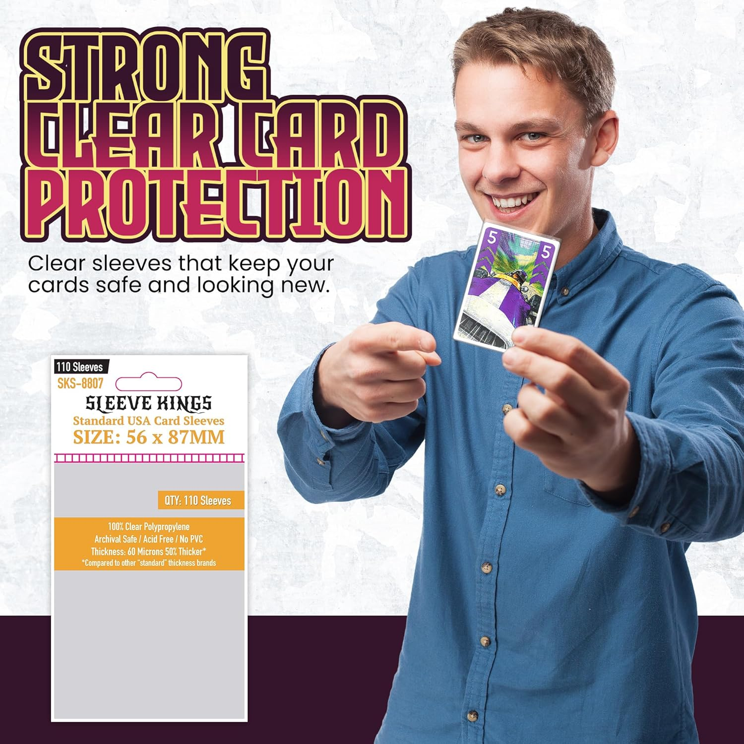 Sleeve Kings Board Game Sleeves Standard USA (56Mm X 87Mm) (110 Sleeves per Pack) Card Sleeves image number 3