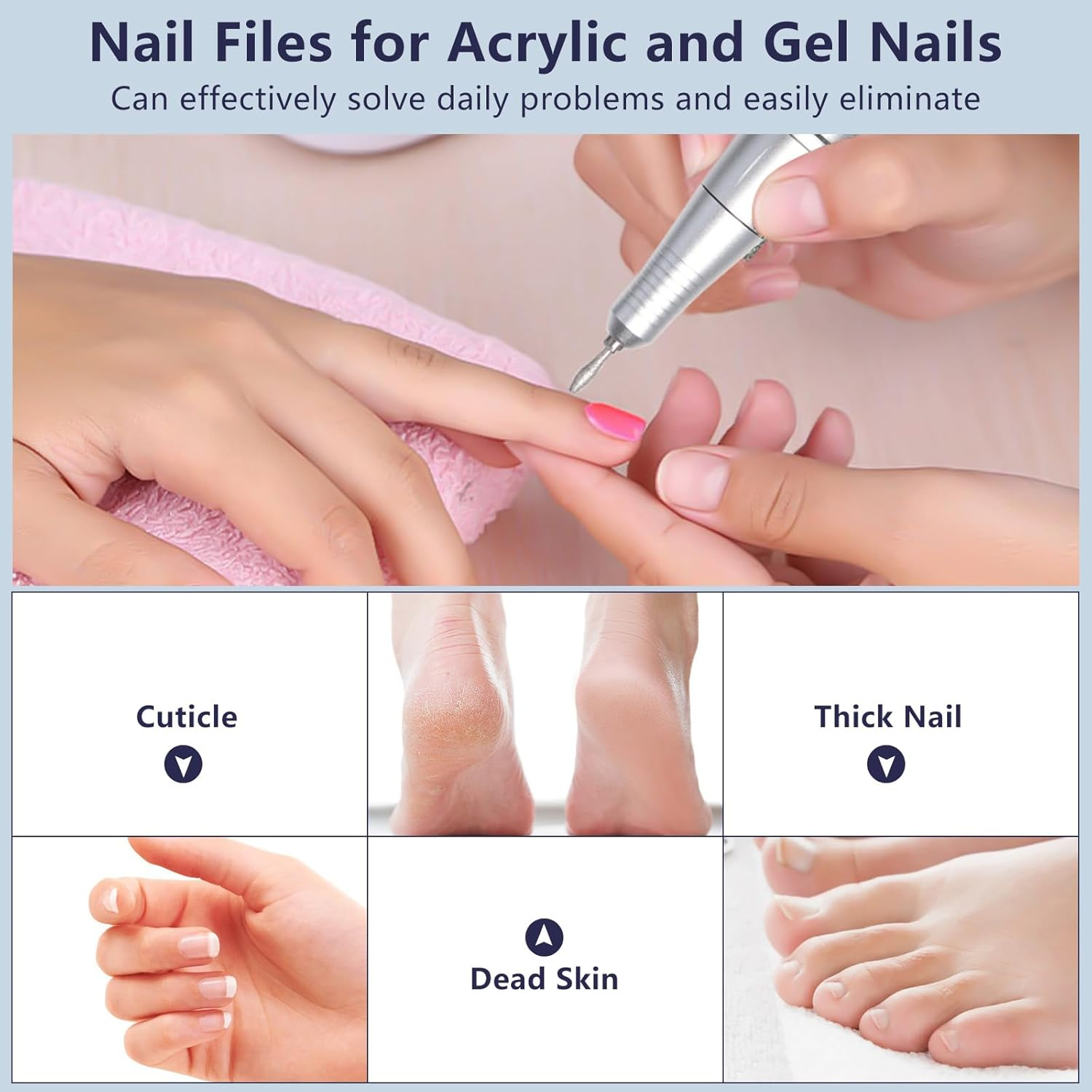 Electric Nail Files, 45000RPM Professional Electric Nail Drill Machine, Rechargeable Portable E File Kit for Acrylic Gel Nails with LCD Display Adjustable Speed for Women Salon Home Beginner image number 4