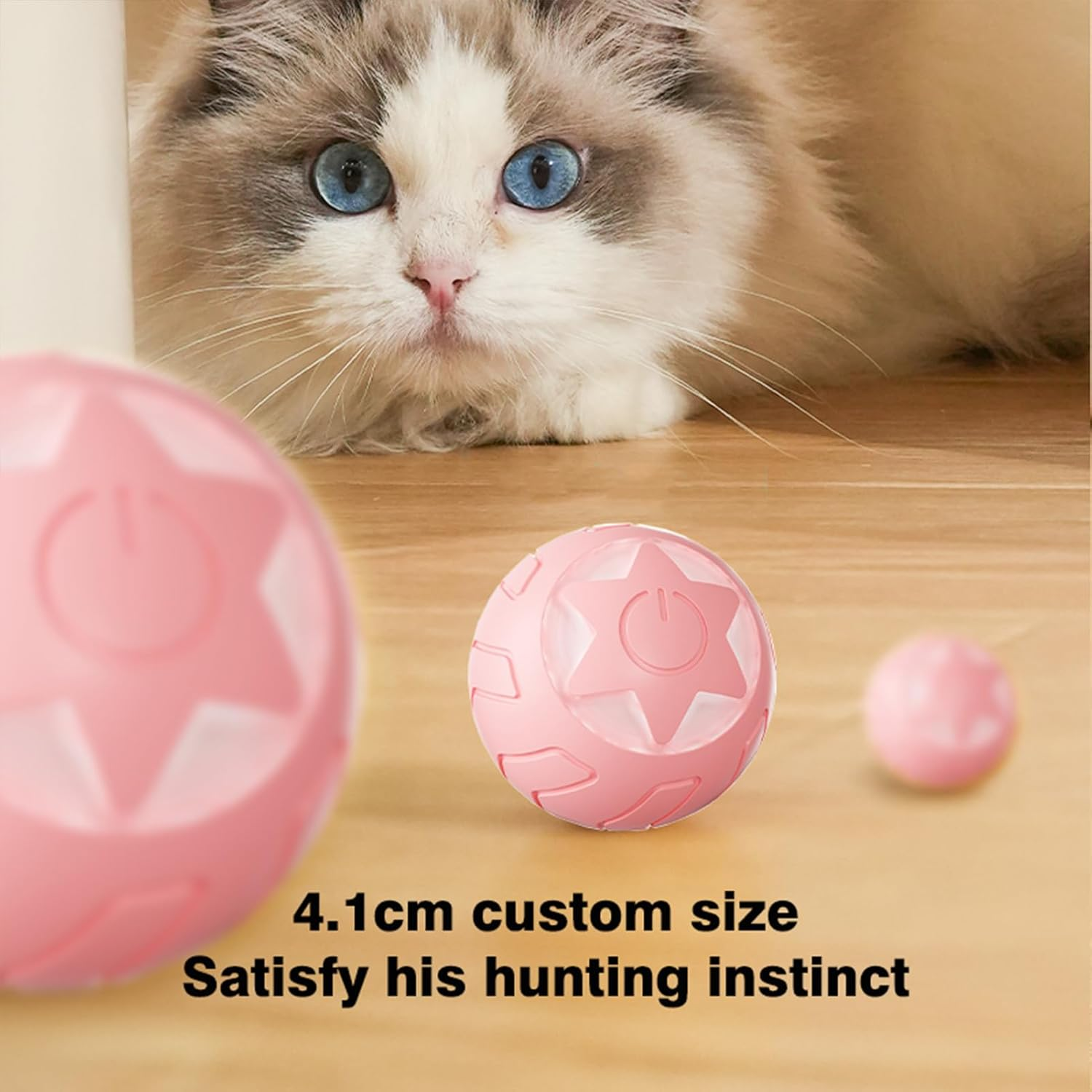Interactive Cat Ball Toy - USB Rechargeable, Intelligent Automatic Moving Rolling Ball for Cats, Quiet Indoor Pet Toy with LED Lights, Puzzle Fun Pet Toy (Pink) image number 2