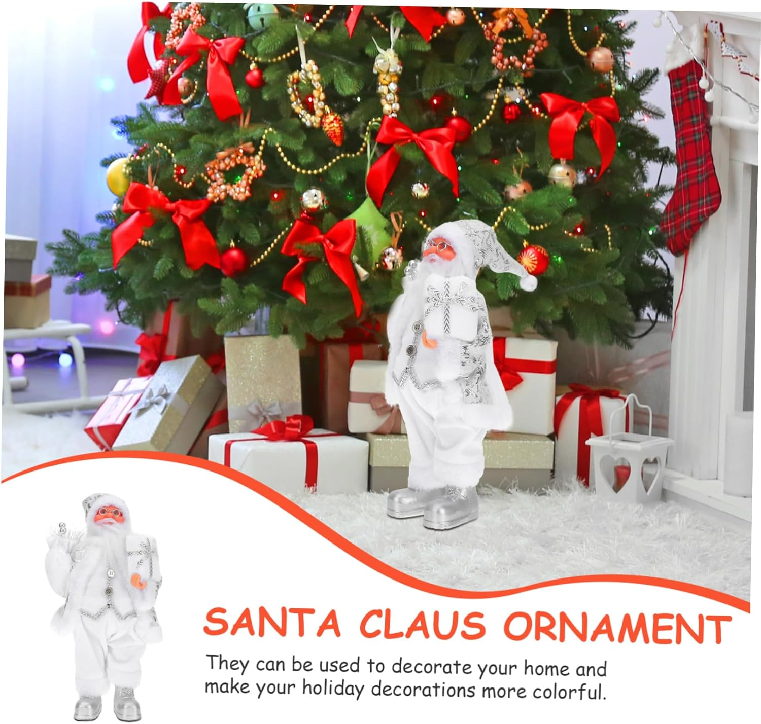 GARVALON 1Pc Xmas Resin Santa Claus Figurine Chic Christmas Desktop Decor for Home and Realistic Holiday Adornment for Festive Atmosphere image number 2