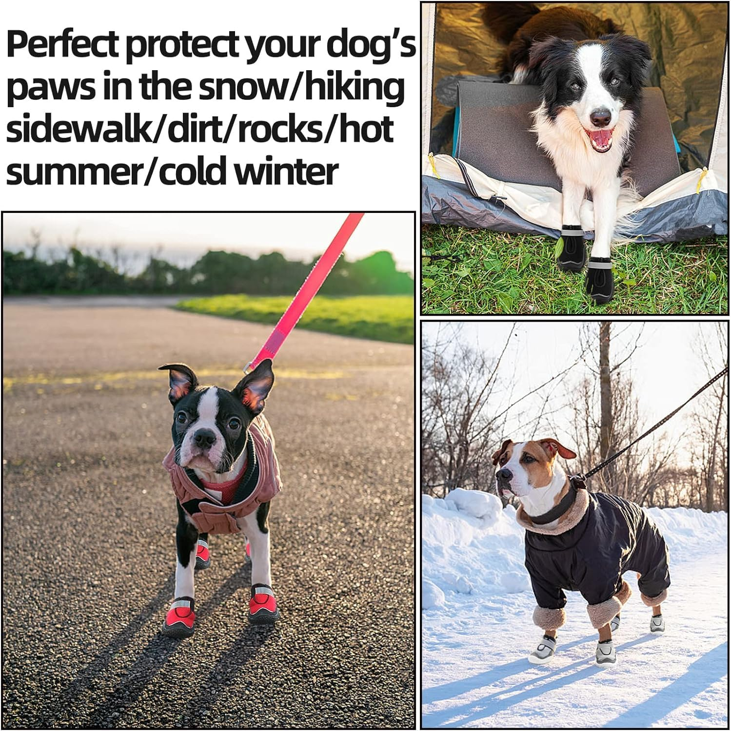 Dog Boots, Breathable Dog Shoes, Dog Booties with Reflective Rugged Anti-Slip Sole and Skid-Proof, Puppy Outdoor Paw Protectors with Rubber Soles for Hiking and Running (Grey, 1#) image number 6