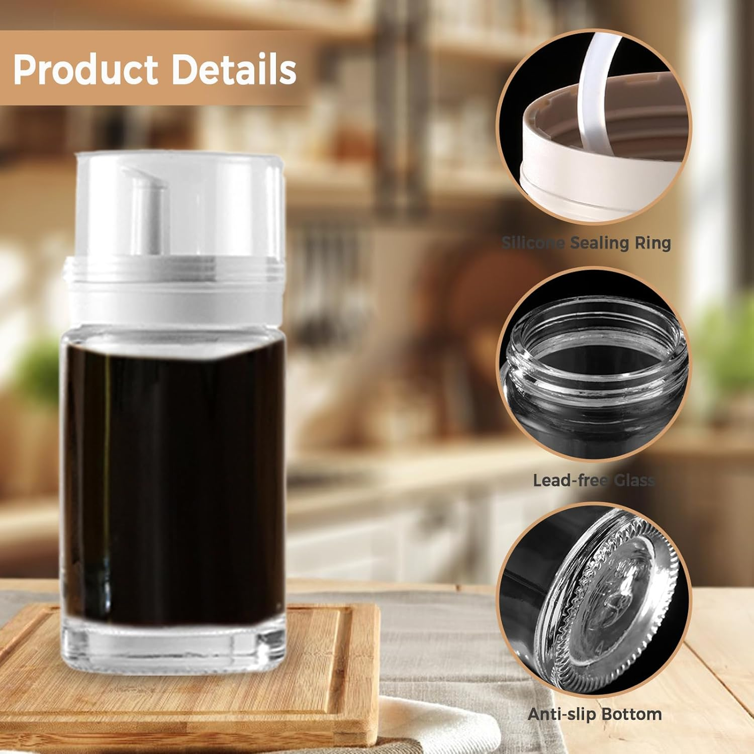 Small Glass Oil and Vinegar Dispenser Bottles - 100Ml (3.38Oz) - Leakproof, Perfect for Kitchen Use image number 2