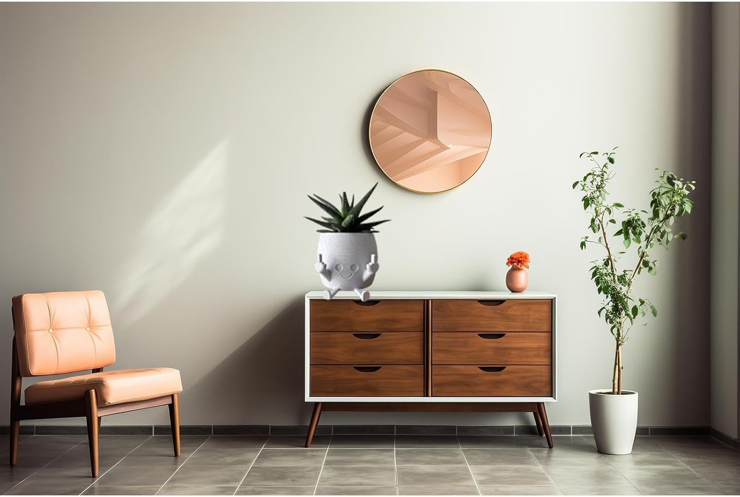 Smiling Plant Pot with Middle Fingers Up, Unique Cute Flower Pots for Succulents Middle Finger, Funny Expression Indoor Plant Pot for Plant Lover image number 5