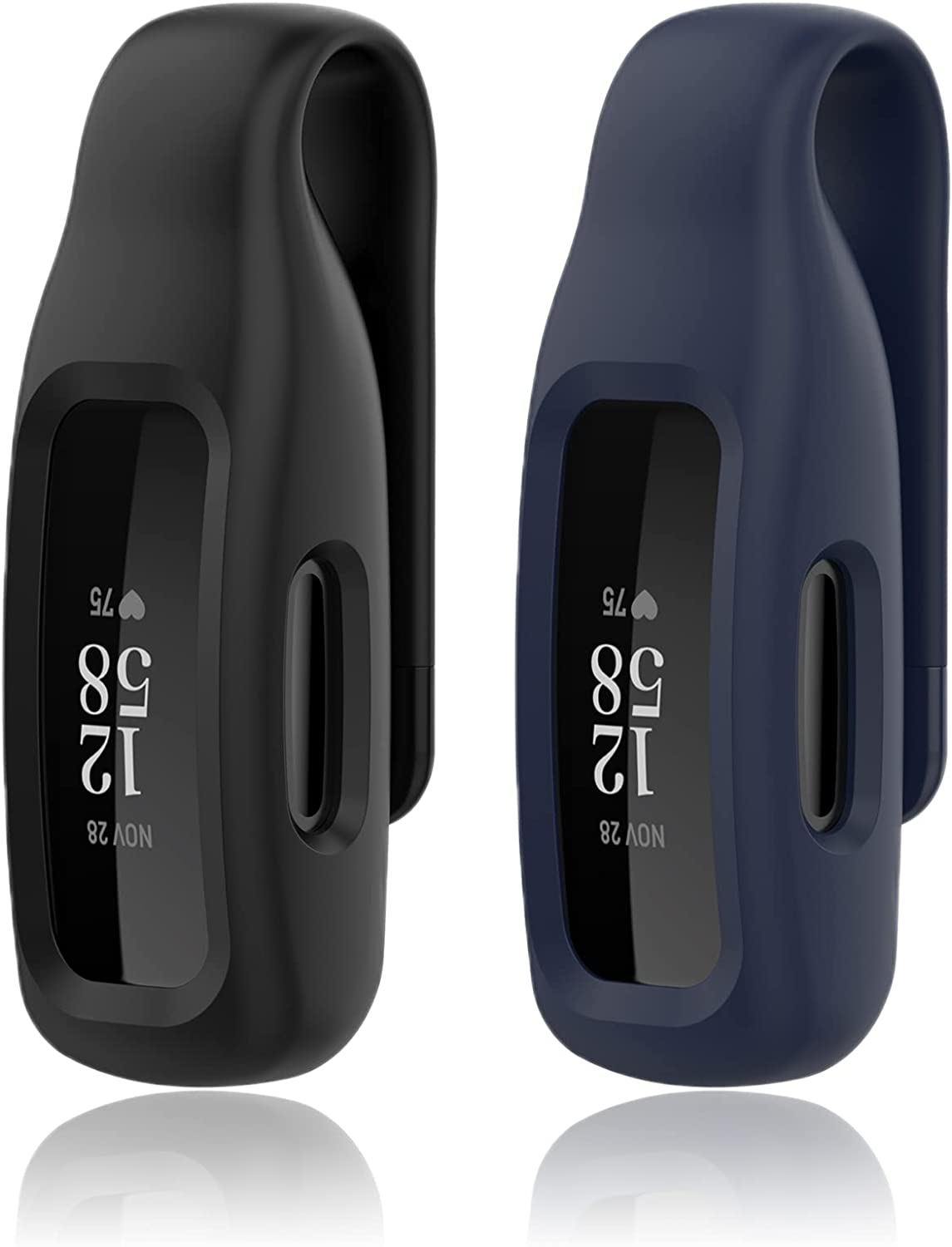 (2 Pack) T Tersely Clip Case Replacement for Fitbit Ace 3 for Fitbit Inspire 3/2,Soft Comfortable Silicone Clips All around Protection Cover Holder Accessory for Fitbit Smartwatch -Black+Blue